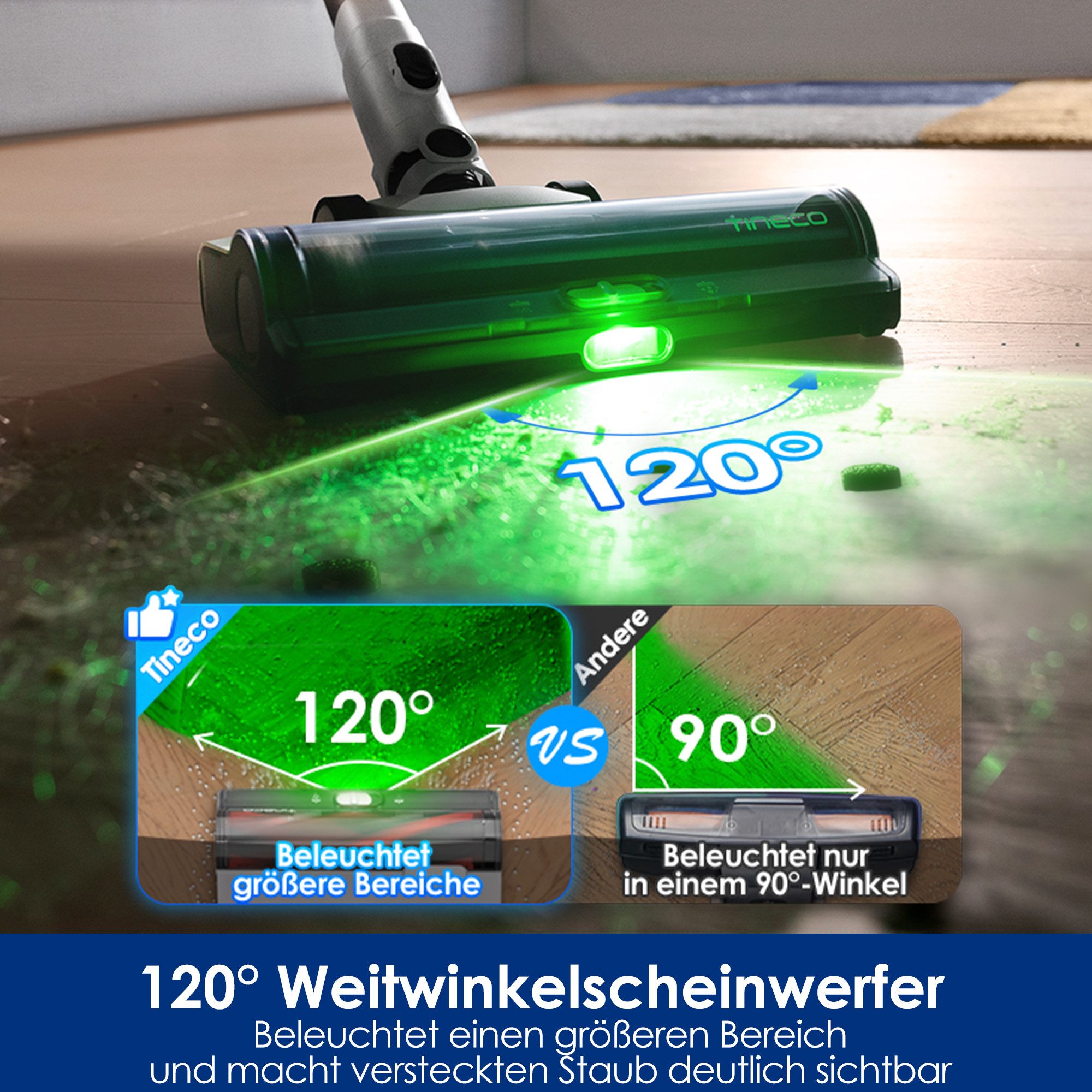 Tineco Akku-Stielstaubsauger Pure One Station 5, 2x6-fach Filter für Allergiker und Tierhaushalte, 500 W, beutellos, Automatik Modus, Zyklonfilter, bis zu 70 Min Laufzeit, Akku wechselbar