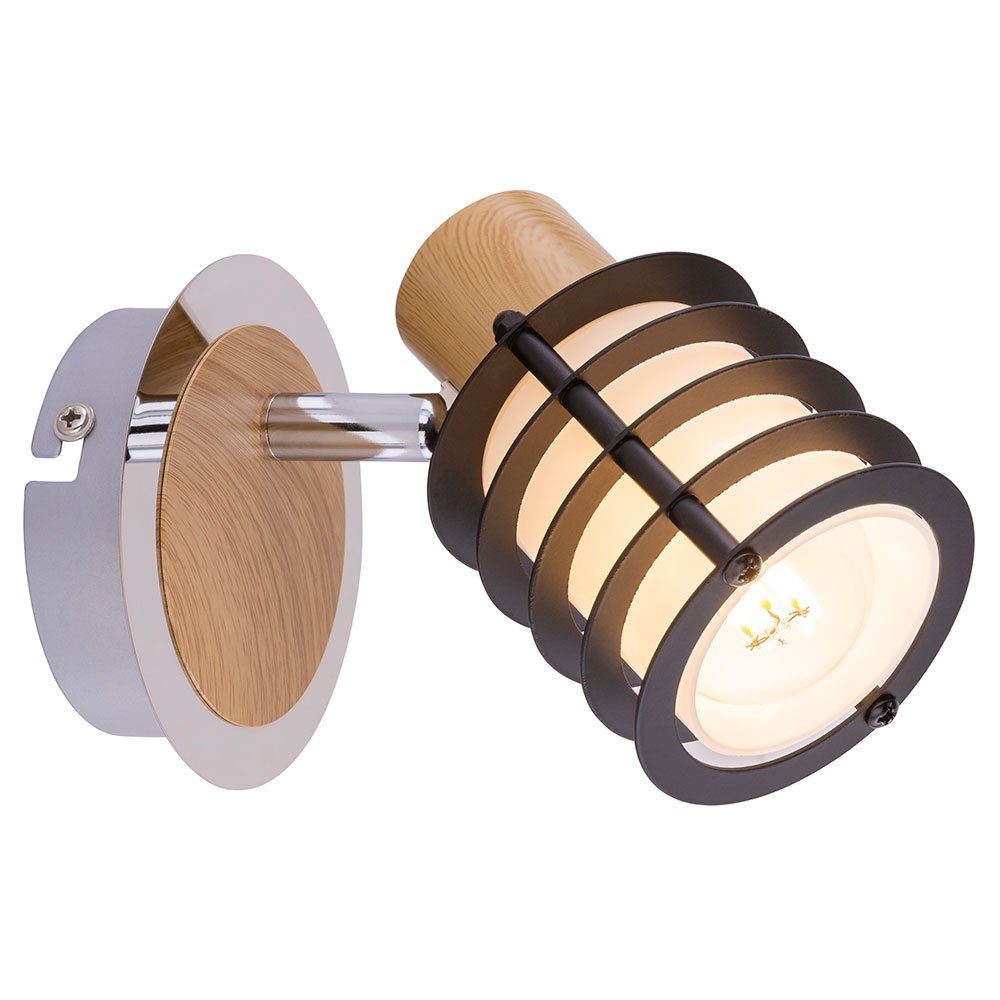 etc-shop Wandleuchte, Leuchtmittel nicht Holz Innen Wandleuchte Wandlampe inklusive, Lampe Glas Metall