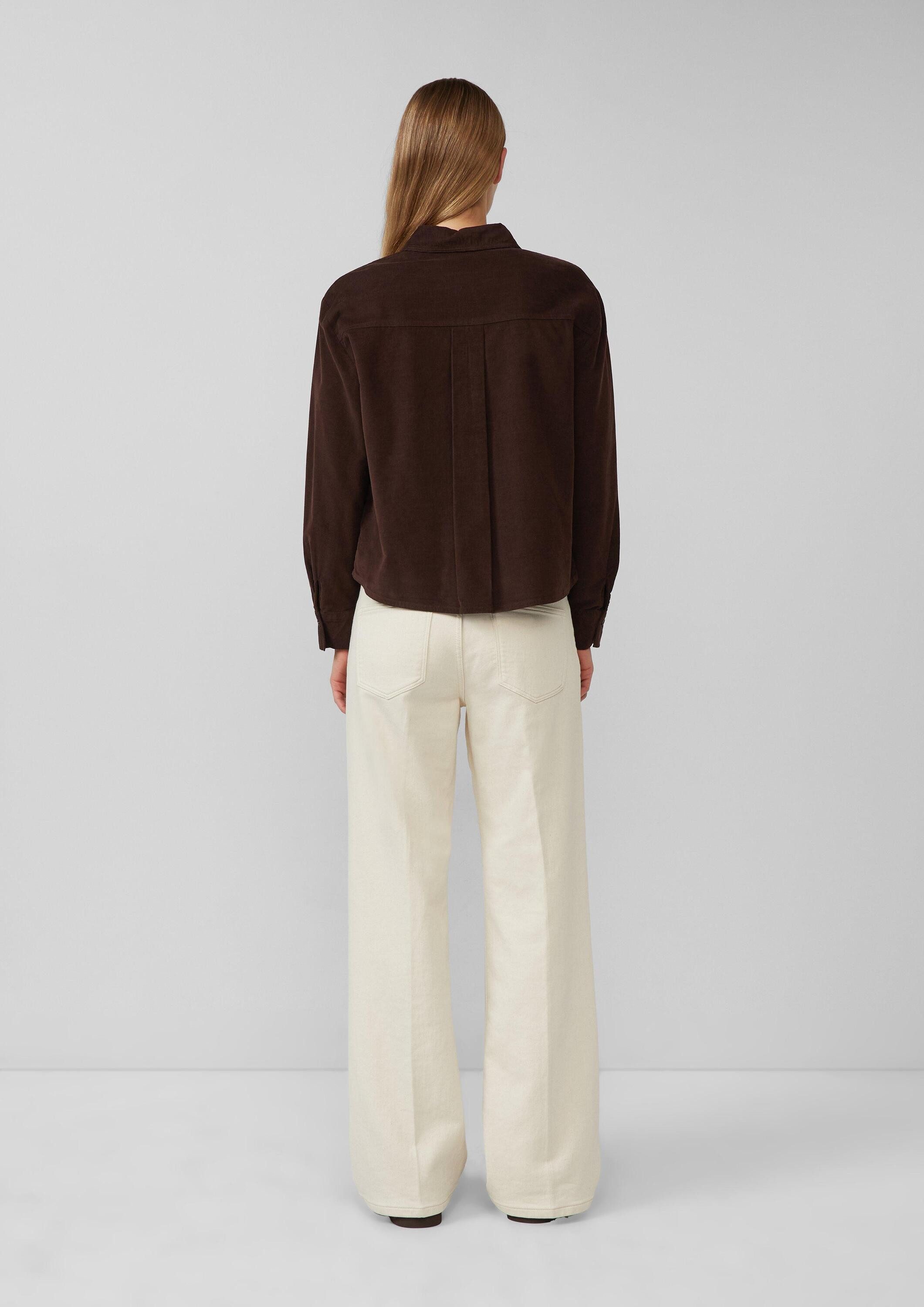 s.Oliver Hemdjacke Bluse Verkürzte Feincord-Bluse mit aufgesetzten Taschen