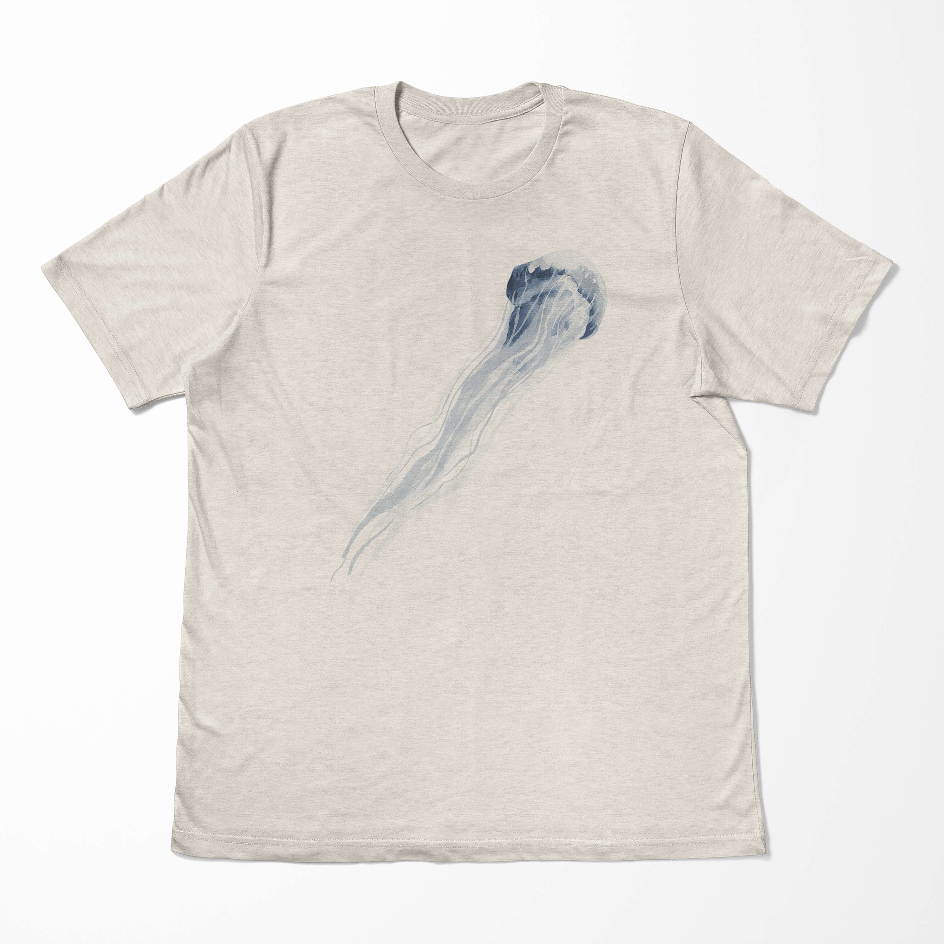 Motiv Nachhaltig Ökomode Sinus 100% T-Shirt Wasserfarben Herren T-Shirt Shirt Qualle aus e Art Bio-Baumwolle gekämmte (1-tlg)