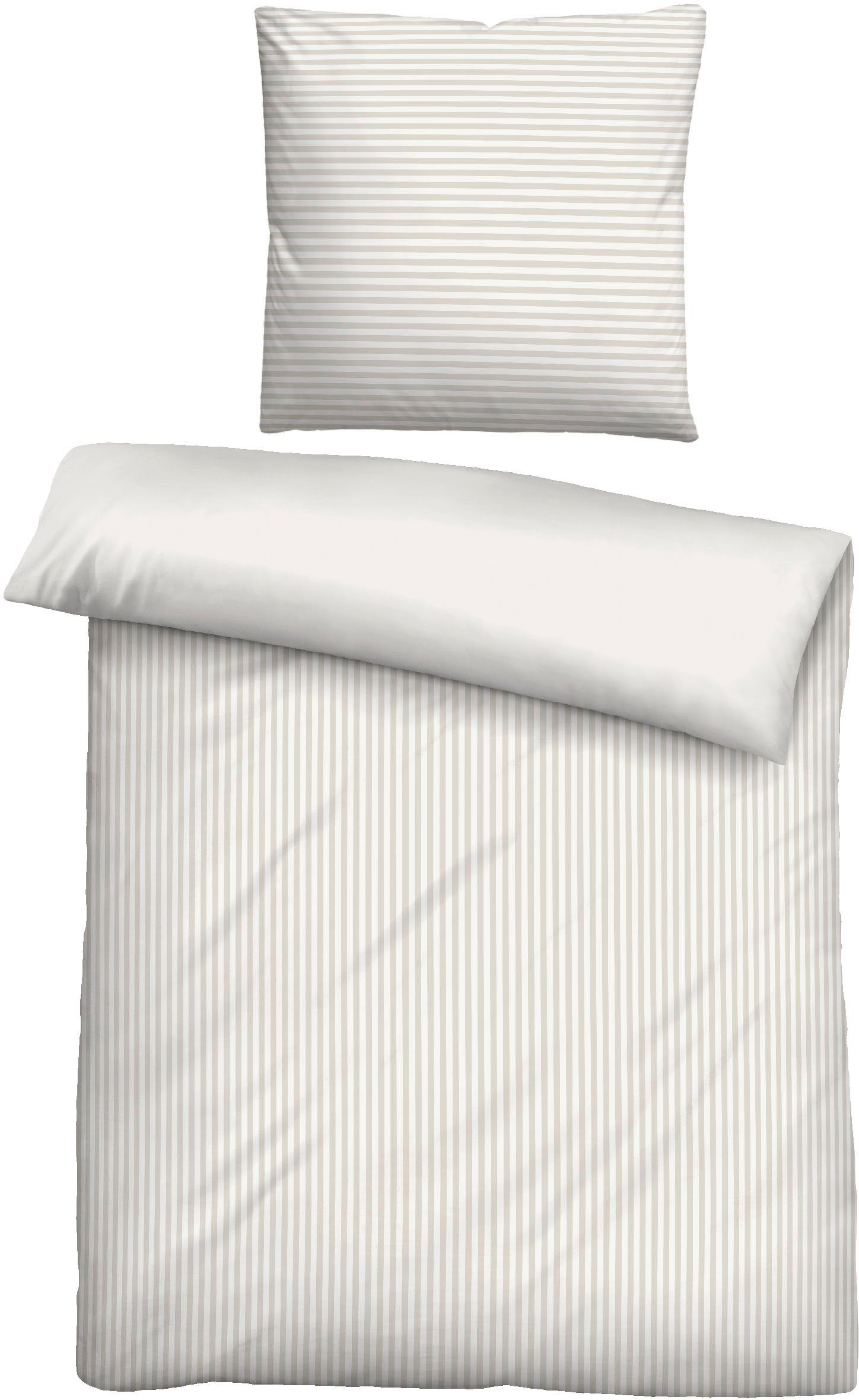 Wendebettwäsche Uni, Castell - Markenbettwäsche, Satin, 2 teilig, feiner Glanz, weicher Griff, pflegeleicht, mit Reißverschlüssen