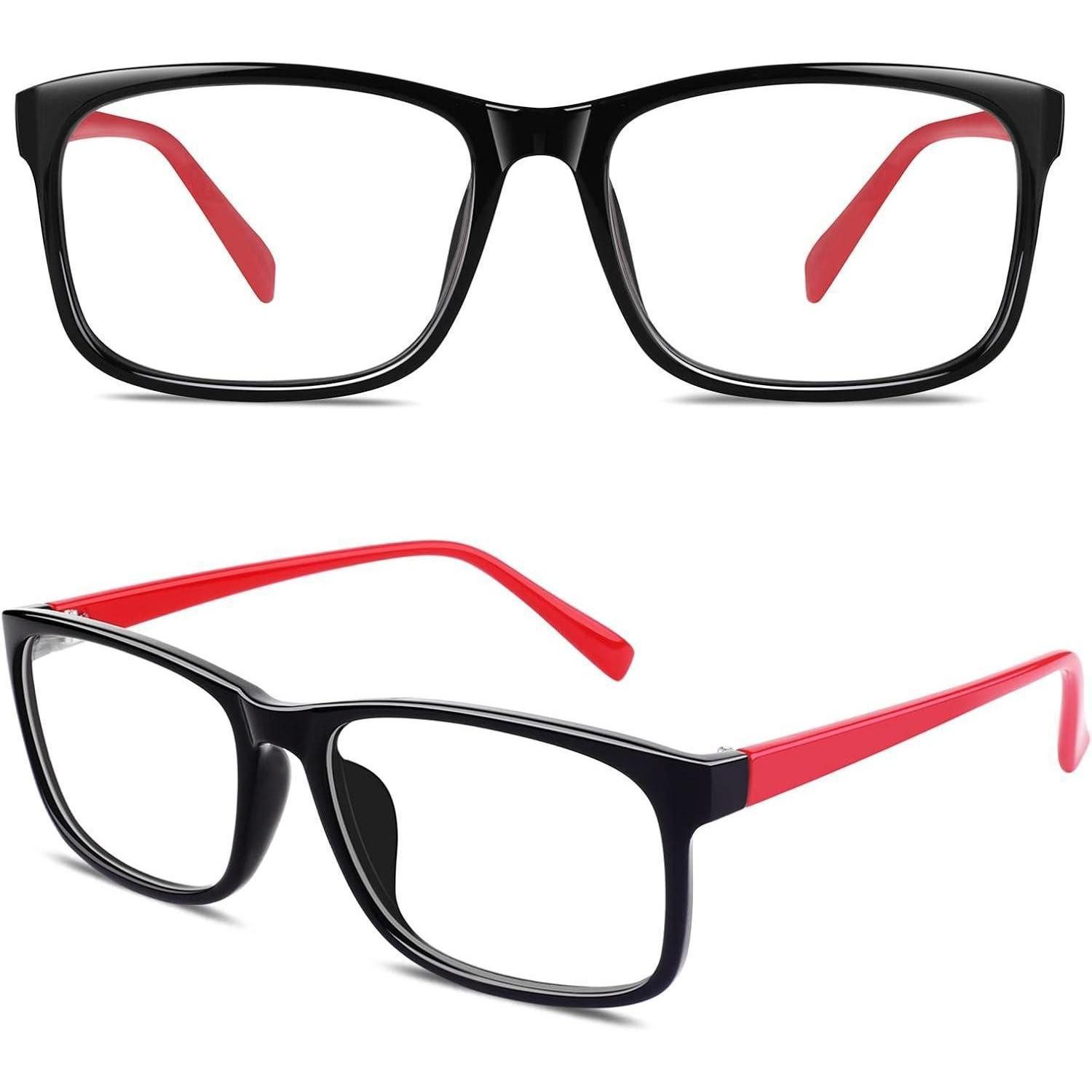 LuxusKollektion Brille Hornbrille Ohne Stärke Vintage Nerd UV400 A Schwarz Rot