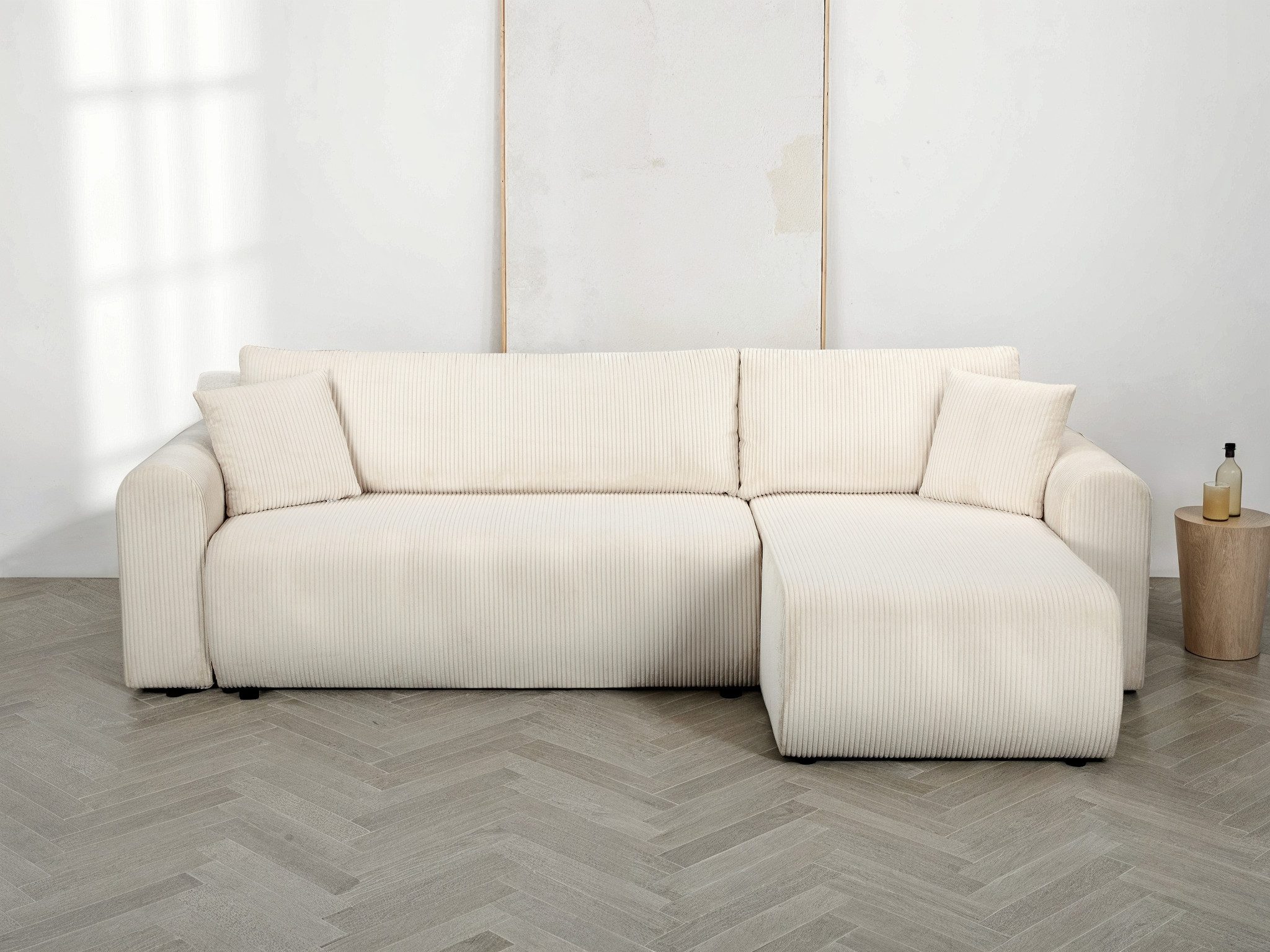 OTTO home Ecksofa JONAA L-Form, 241cm - OTTO. Verlässliche Qualität., Schlaffunktion(133/200), Bettkasten, Cord, Struktur, Unser Tiefpreis