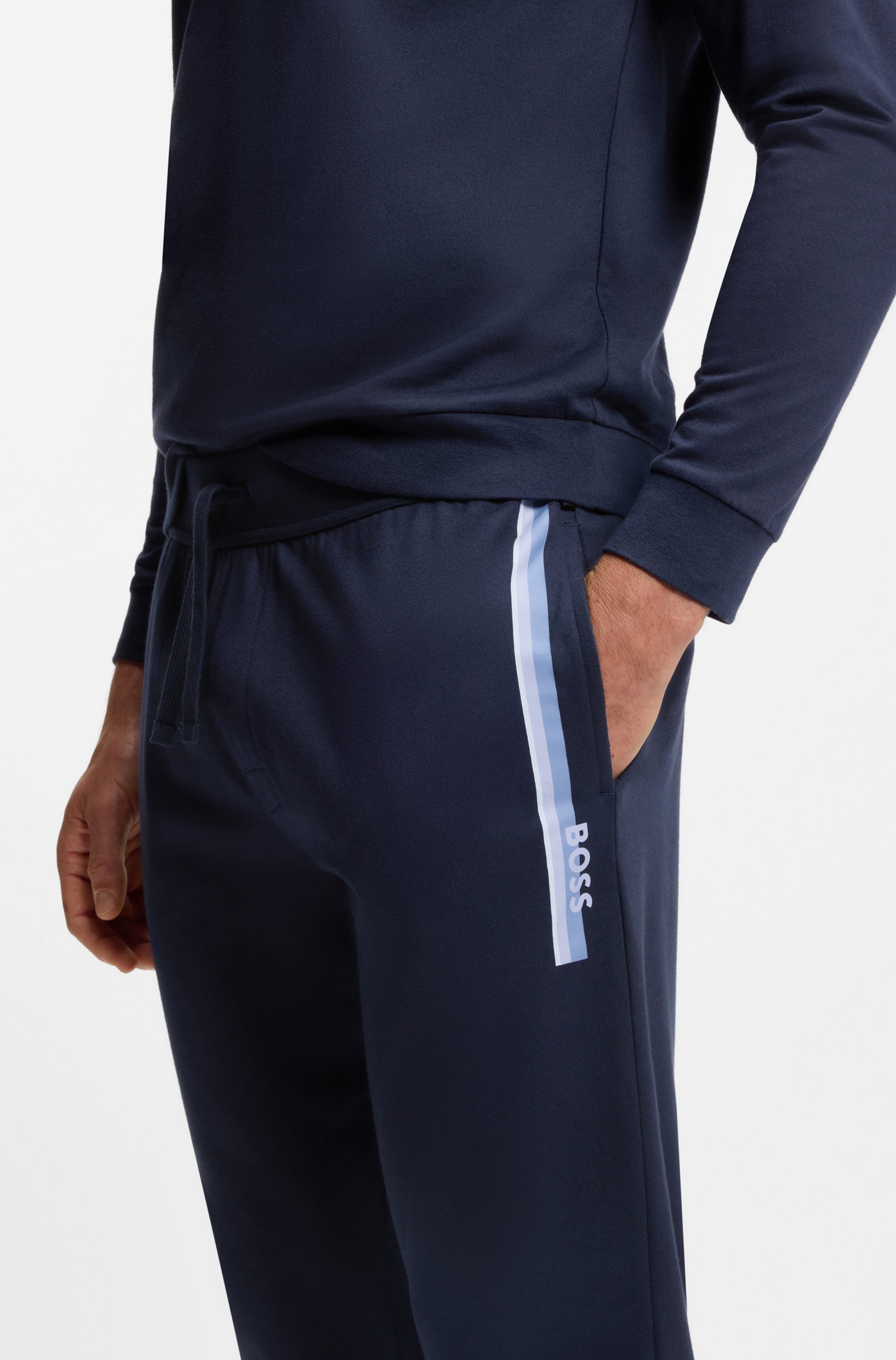 BOSS Jogginghose Authentic aus Baumwoll-Terry mit Streifen und Logo günstig online kaufen