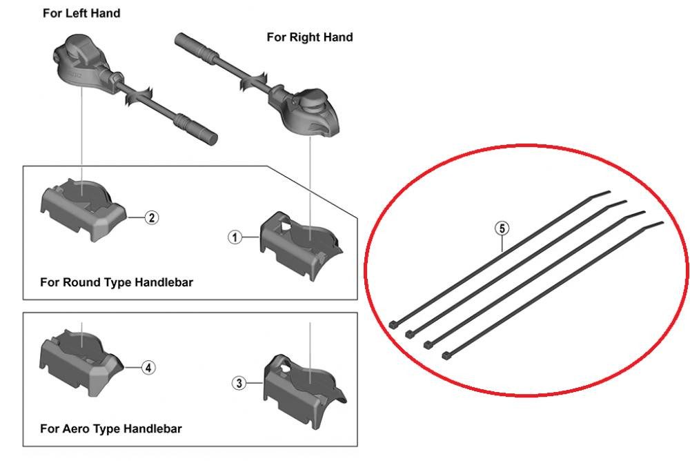 Shimano Schaltzug SHIMANO Kabelbinder für SW-R9150 4 Stück - leichtes Montagezubehör 9 g