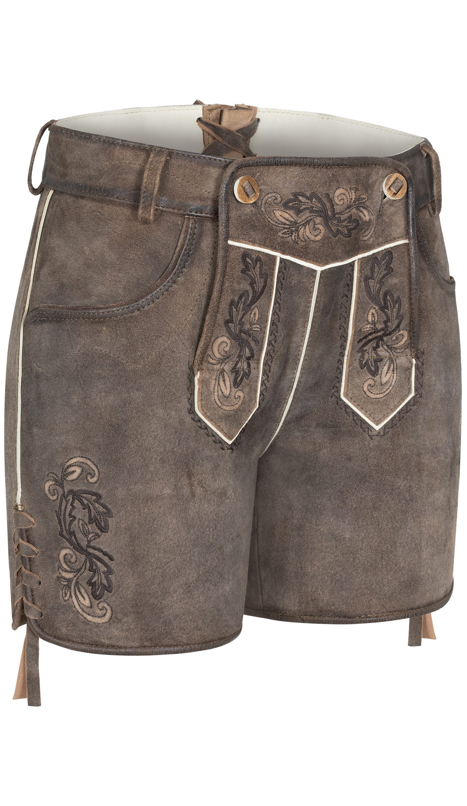 Nübler Trachtenlederhose Lederhose Hotpant Nelly in Kaffee von Nübler