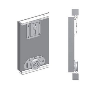 Feldmann-Wohnen Schiebetürenschrank Loft (Loft, 1-St) 100x62x212cm beton / schwarz mit Zierleisten und Spiegel