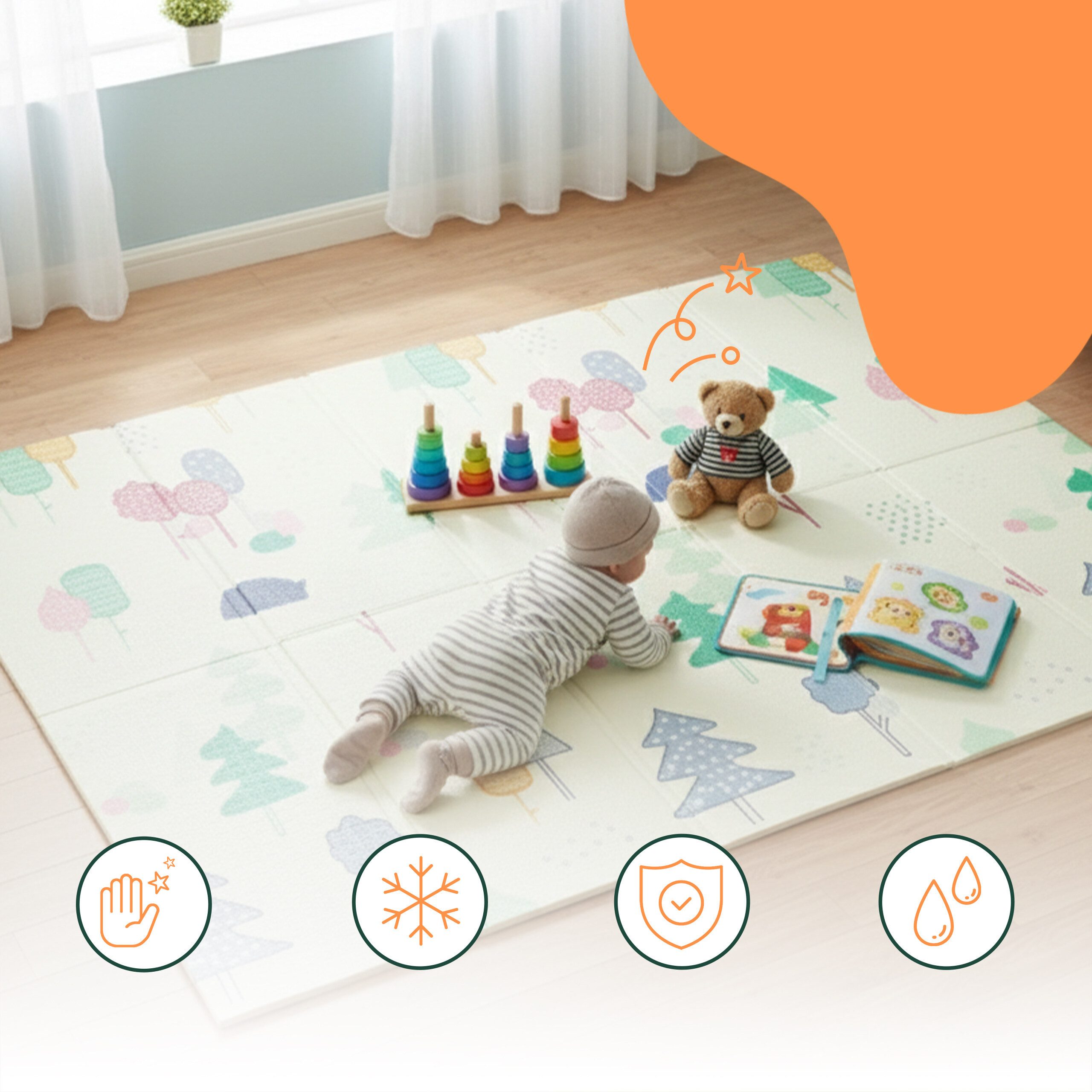 relaxdays Spielmatte Faltbare Spielmatte mit Motiv, C