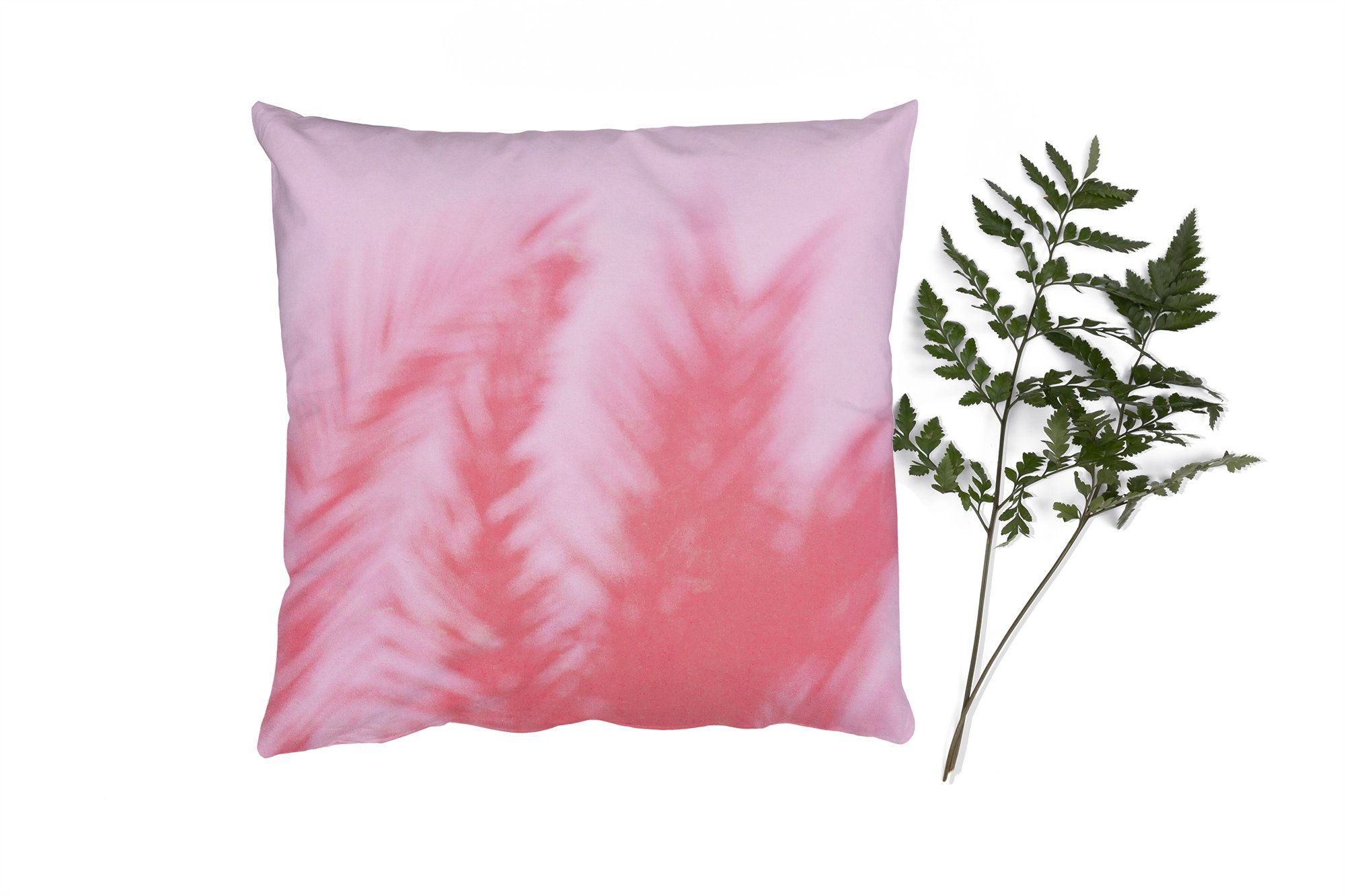 MuchoWow Dekokissen Pflanzen - Blätter - Rosa, Zierkissen mit Füllung für Wohzimmer, Schlafzimmer, Deko, Sofakissen