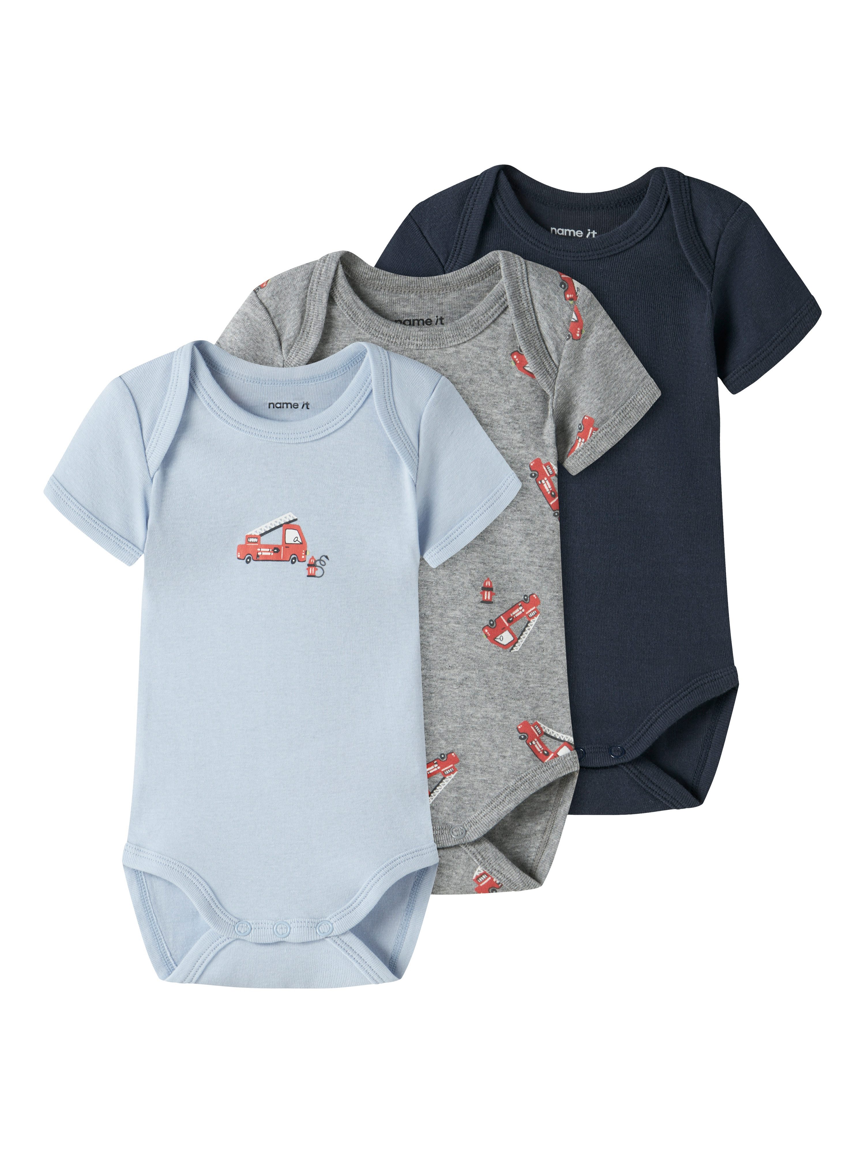 Name It Kurzarmbody NBMBODY 3P SS FIRETRUCK NOOS (Packung, 3-tlg)