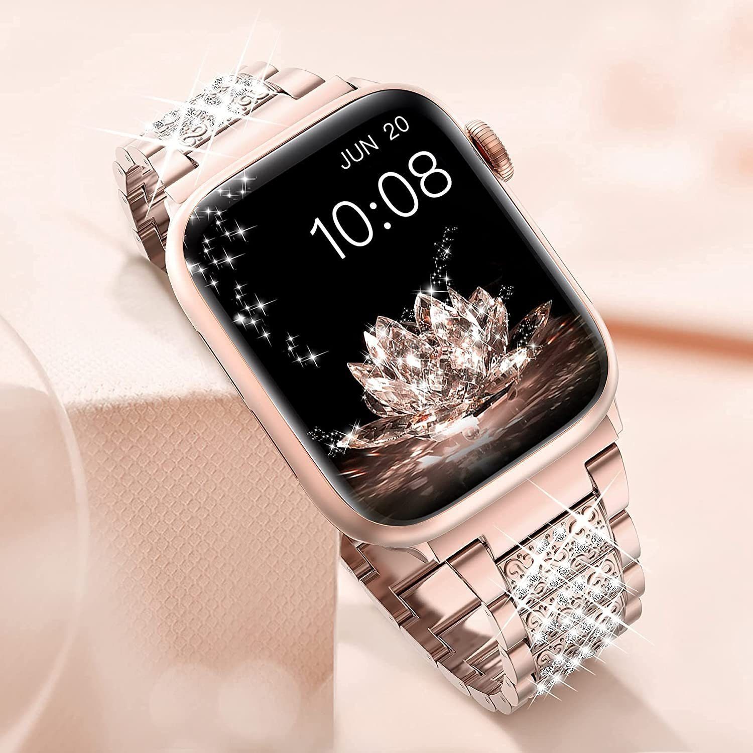 ELEKIN Smartwatch-Armband Apple Watch 7/6/5/4/3/2/1/SE Serie Gold mm mm-45 Rose 38 Armband für