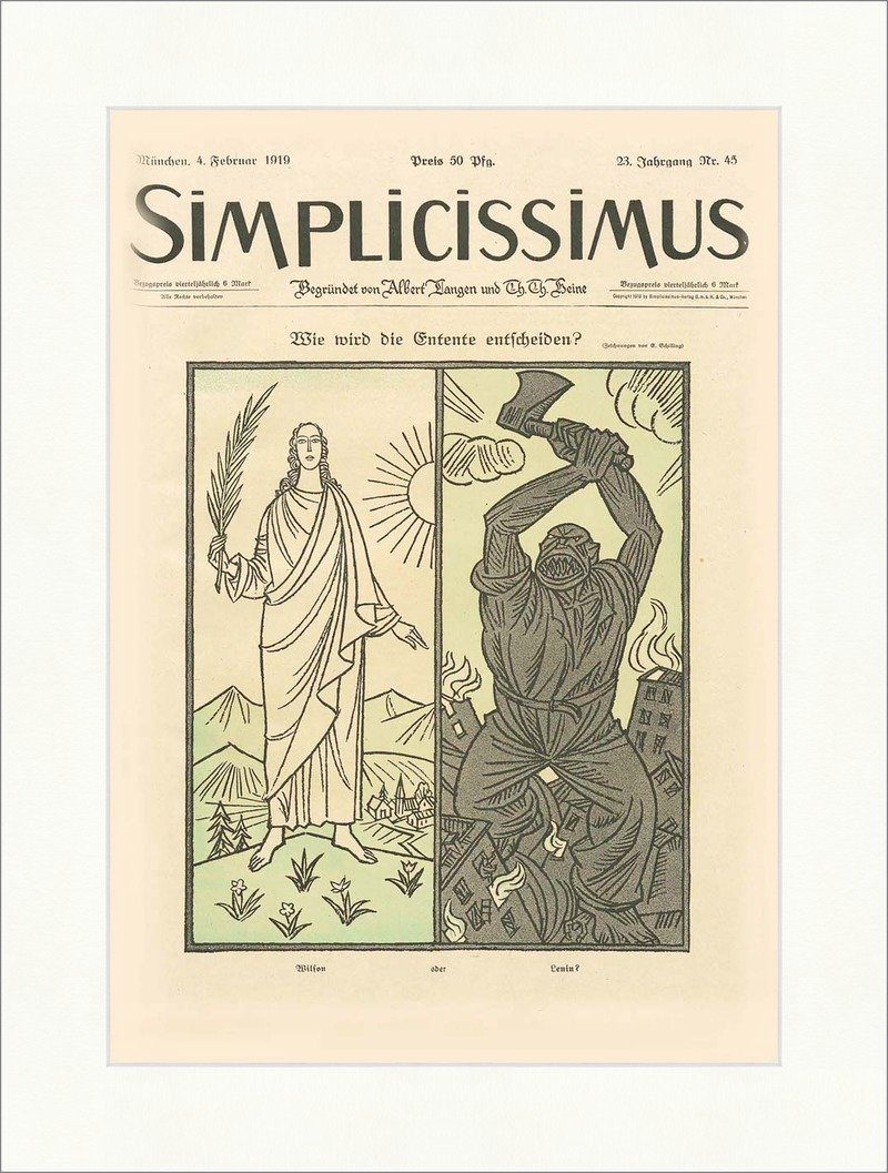 Kunstdruck Titelseite der Nummer 45 von 1919 Erich Schilling Wilson Simplicissimu, (1 St)