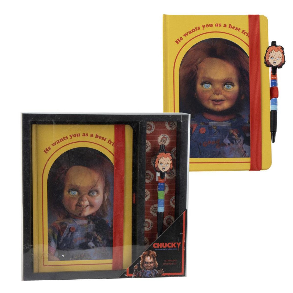 Cerda Notizbuch Chucky Schreibset Bürobedarf Set für Arbeit Studium & Freizeit