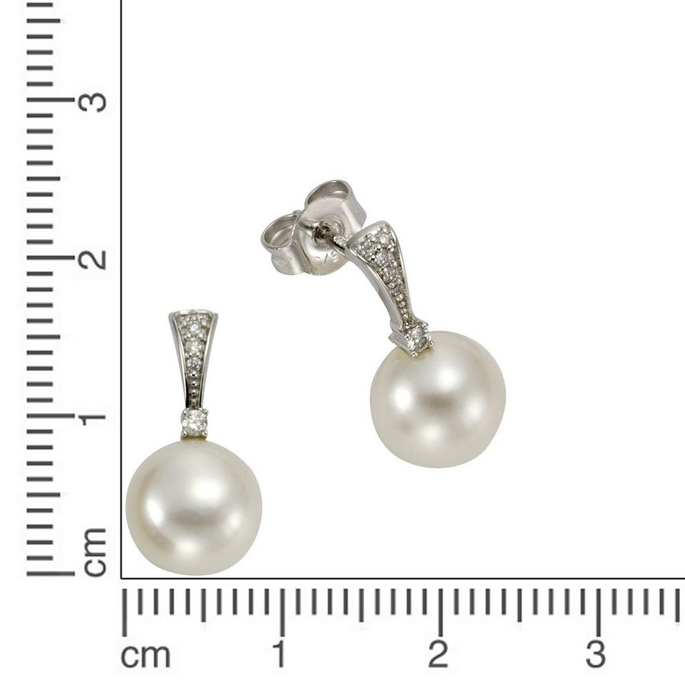 Orolino Paar Ohrstecker 585 Gold Perlen weiß + Brillanten
