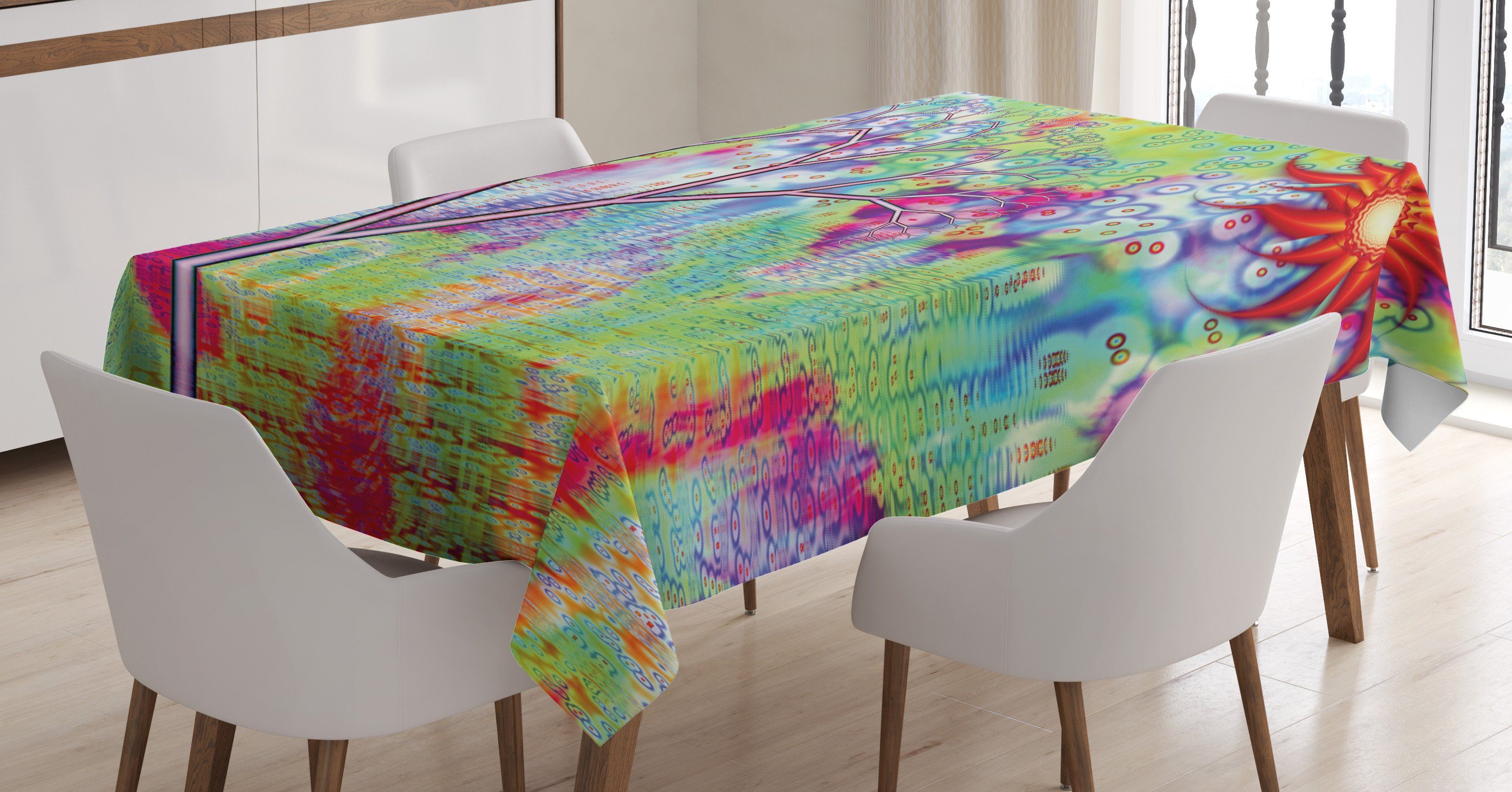 Abakuhaus Tischdecke Farbfest Waschbar Für den Außen Bereich geeignet Klare Farben, Digital Abstrakte See-Baum
