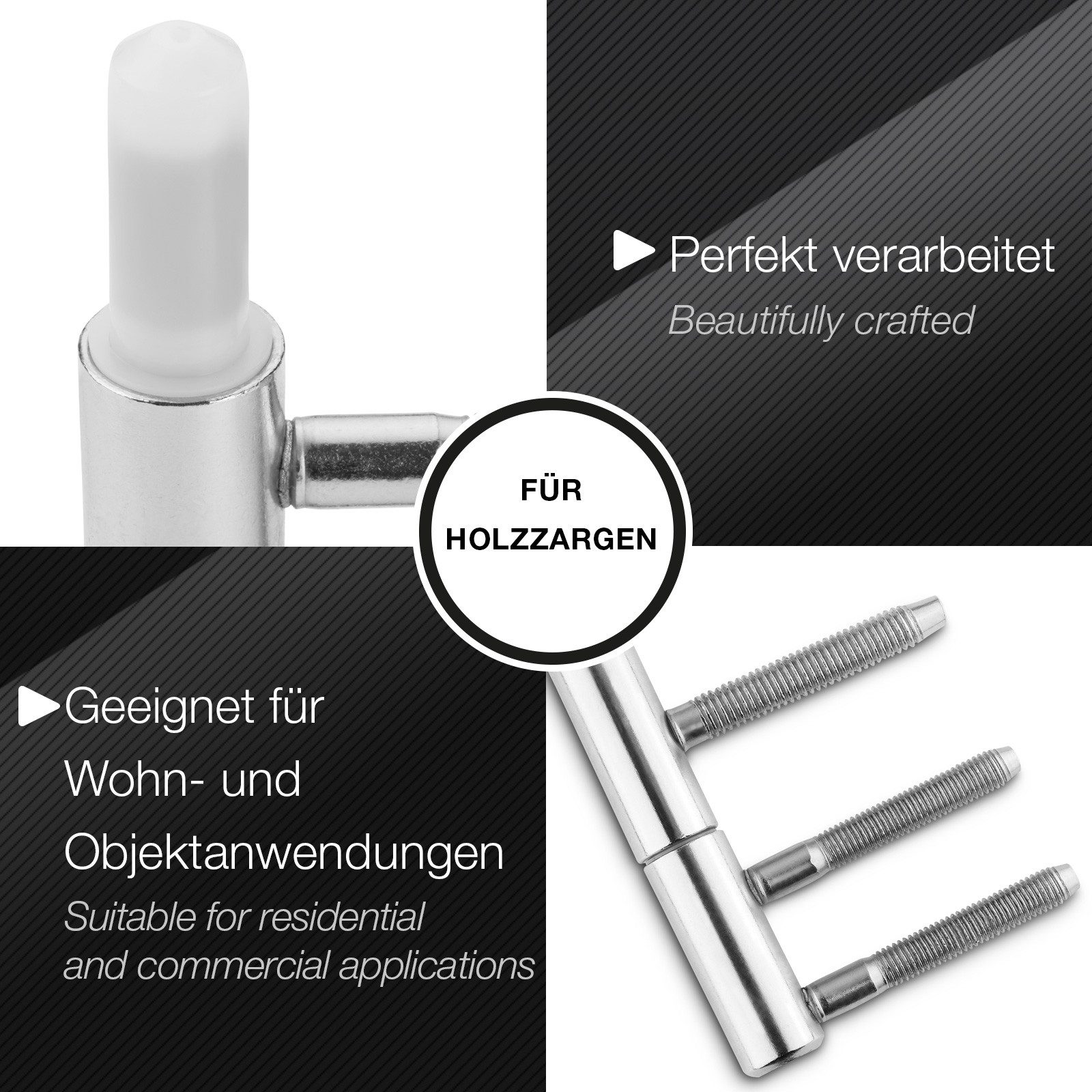 SO-TECH® Türbeschlag Türband OLAV Ø 15 mm DIN-konform für Holz- oder Stahlzargen (1 St), 2-teilig Ø15mm vernickelt - für Holzzargen