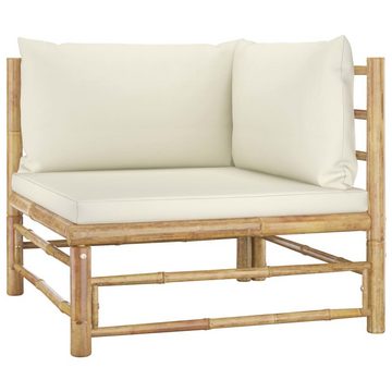 vidaXL Garten-Essgruppe 6-tlg Garten Lounge Set mit Cremeweißen Kissen Bambus Sitzgruppe Set L