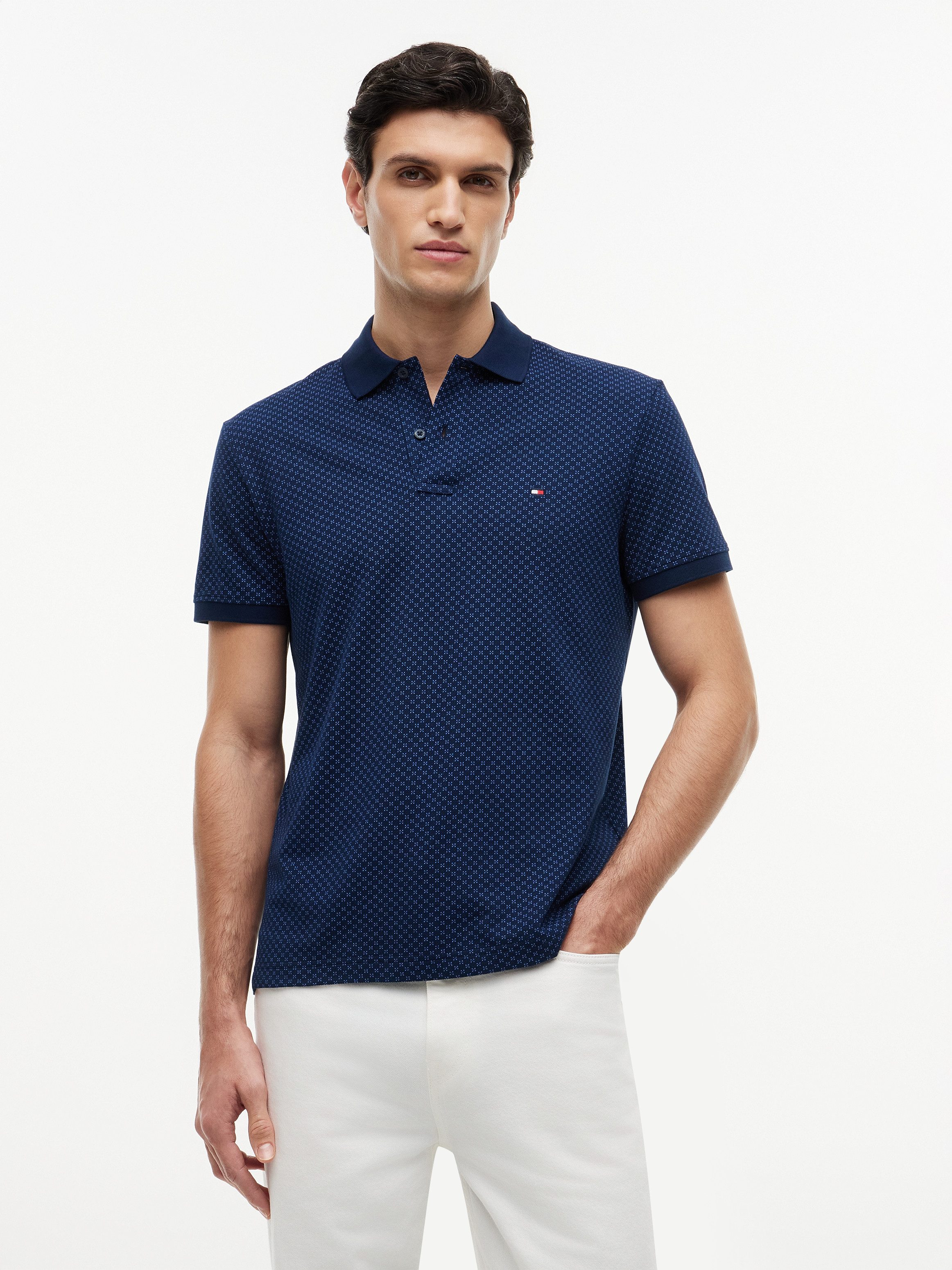 Tommy Hilfiger Poloshirt MICROPRINT PIQUE mit geometrischem Muster, regular fit