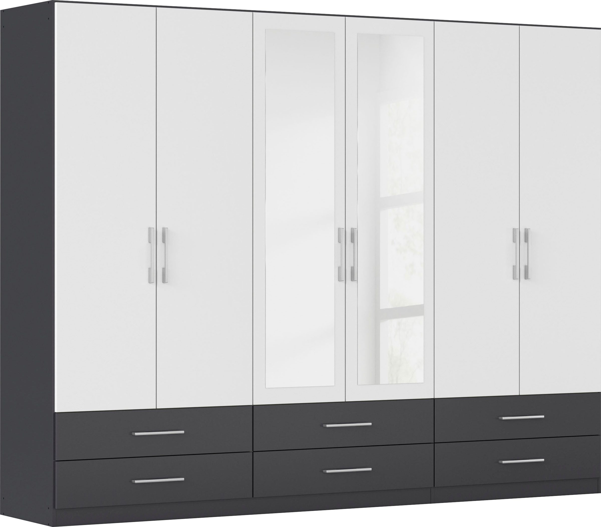 rauch Kleiderschrank Schrank Garderobenschrank Mehrzweckschrank Schlafzimmer HERSBRUCK (3 verschiedene Ausstattungen BASIC/CLASSIC/PREMIUM (inkl. SOFT-CLOSE) mit großzügigen Schubladen sowie Spiegeltüren MADE IN GERMANY