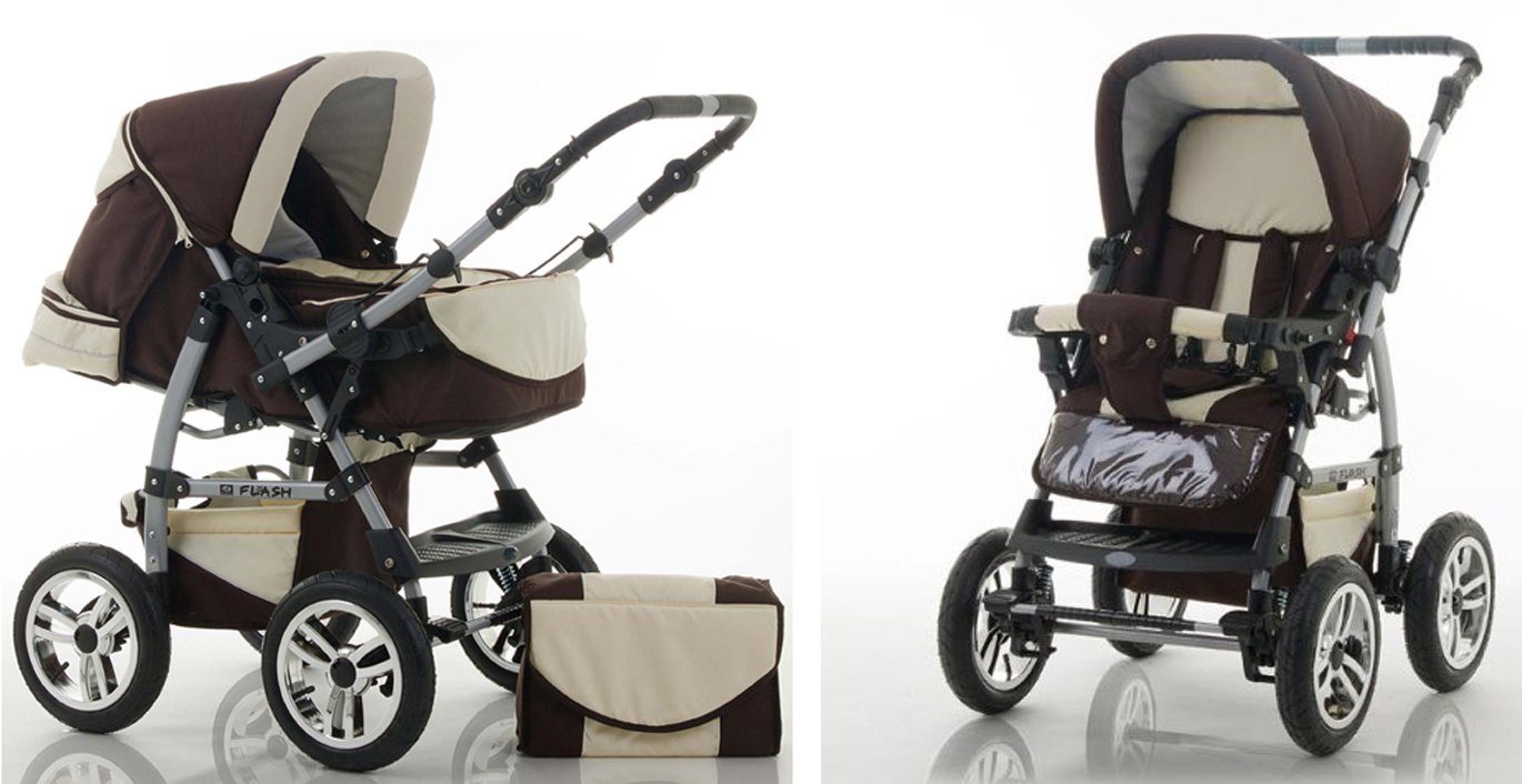 Teile Kombi-Kinderwagen Flash babies-on-wheels 18 - Farben 17 in Kinderwagen-Set 1 5 inkl. Braun-Creme in Autositz -