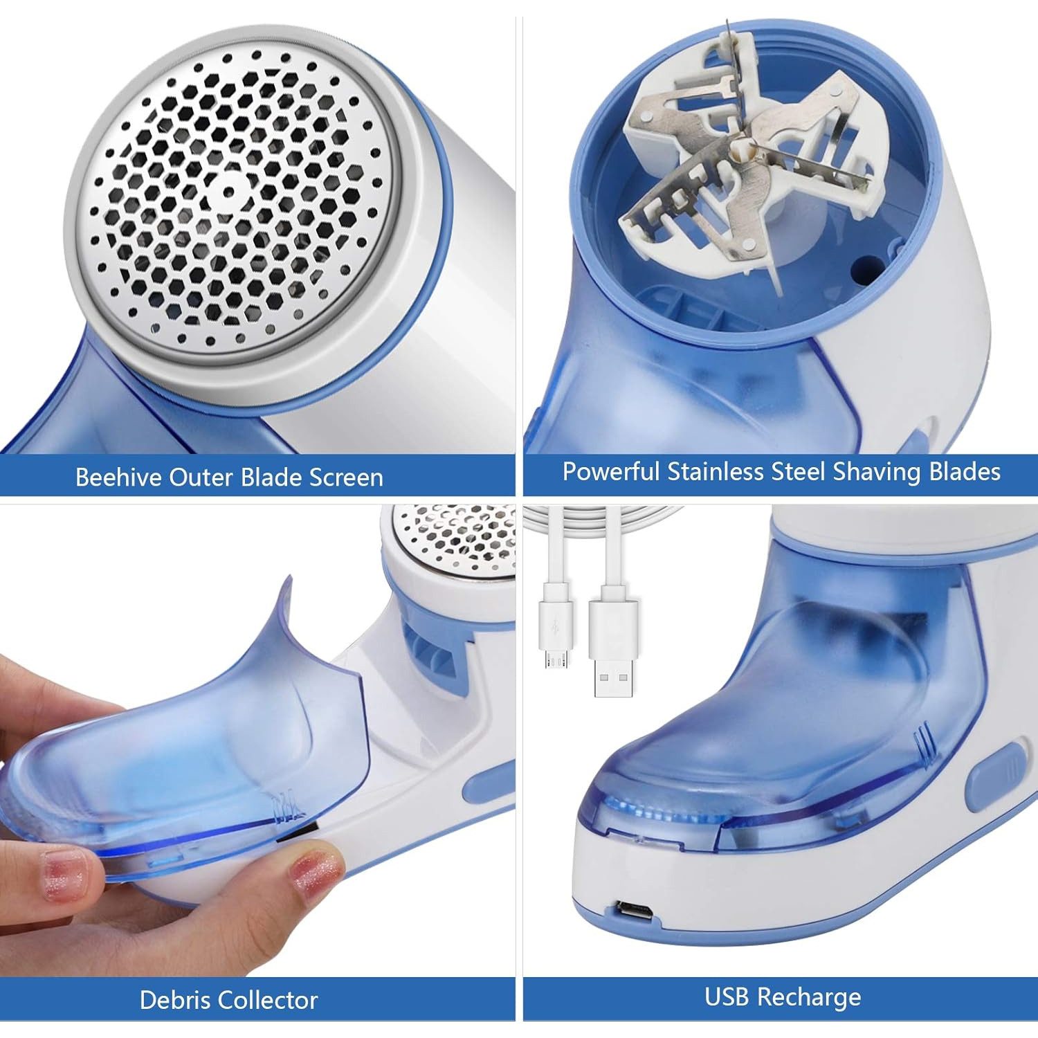 TUWENA Fusselrasierer Elektrisch, Fabric Shaver, Fusselentferner für Pullover und Wolle – Bild 5 von 5