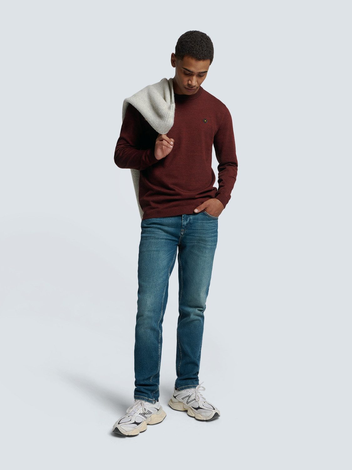 NO EXCESS Rundhalspullover mit Melange Optik