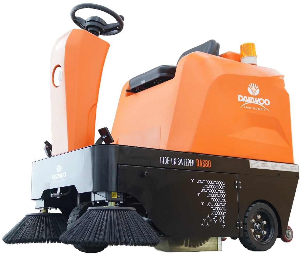 DeTec. Kehrmaschine DAEWOO DAS80 Aufsitz Kehrgerät mit 48V 6.380 m²/h Flächenleistung
