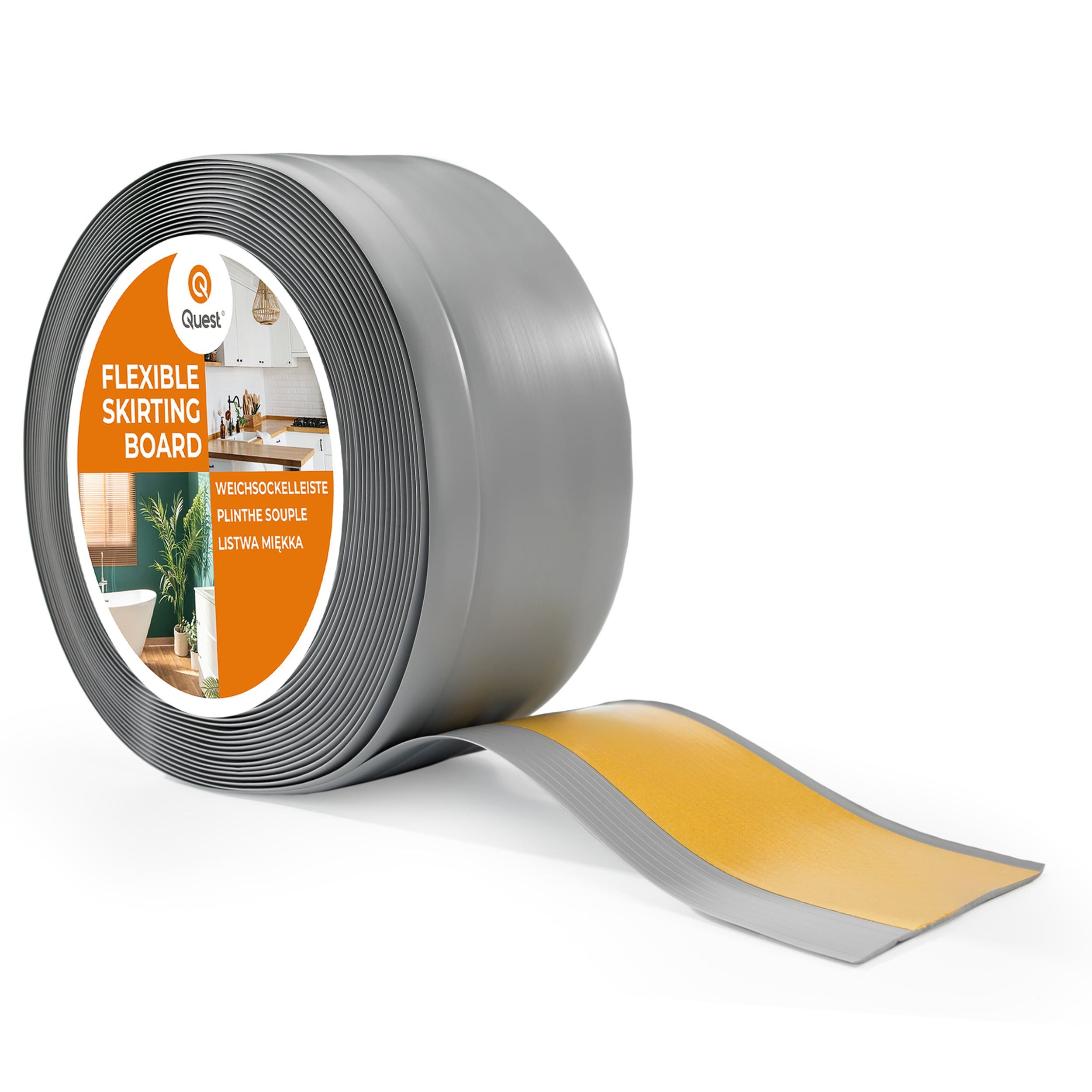 Quest Sockelleiste Weichsockelleiste Selbstklebend Knickleiste 100x25 mm, L: 100,00 cm, H: 10,00 cm, Packung, 1-St., wasserfest, UV-beständig, für Küche & Bad