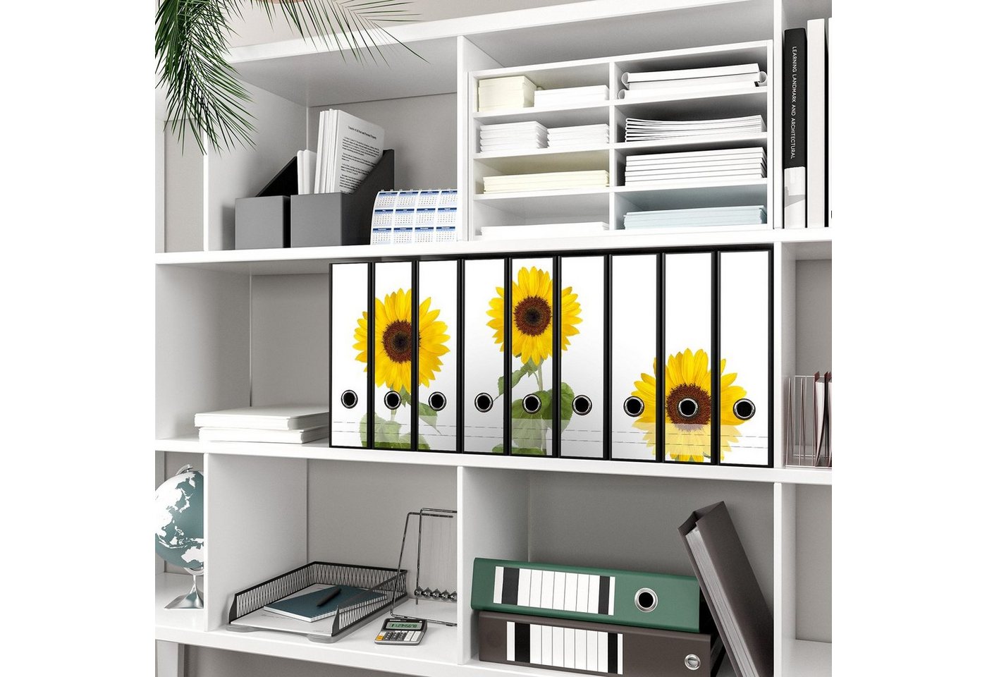 Thumbnail - Wallario Etiketten Sonnenblume, Ordnerrücken-Sticker in verschiedenen Ausführungen