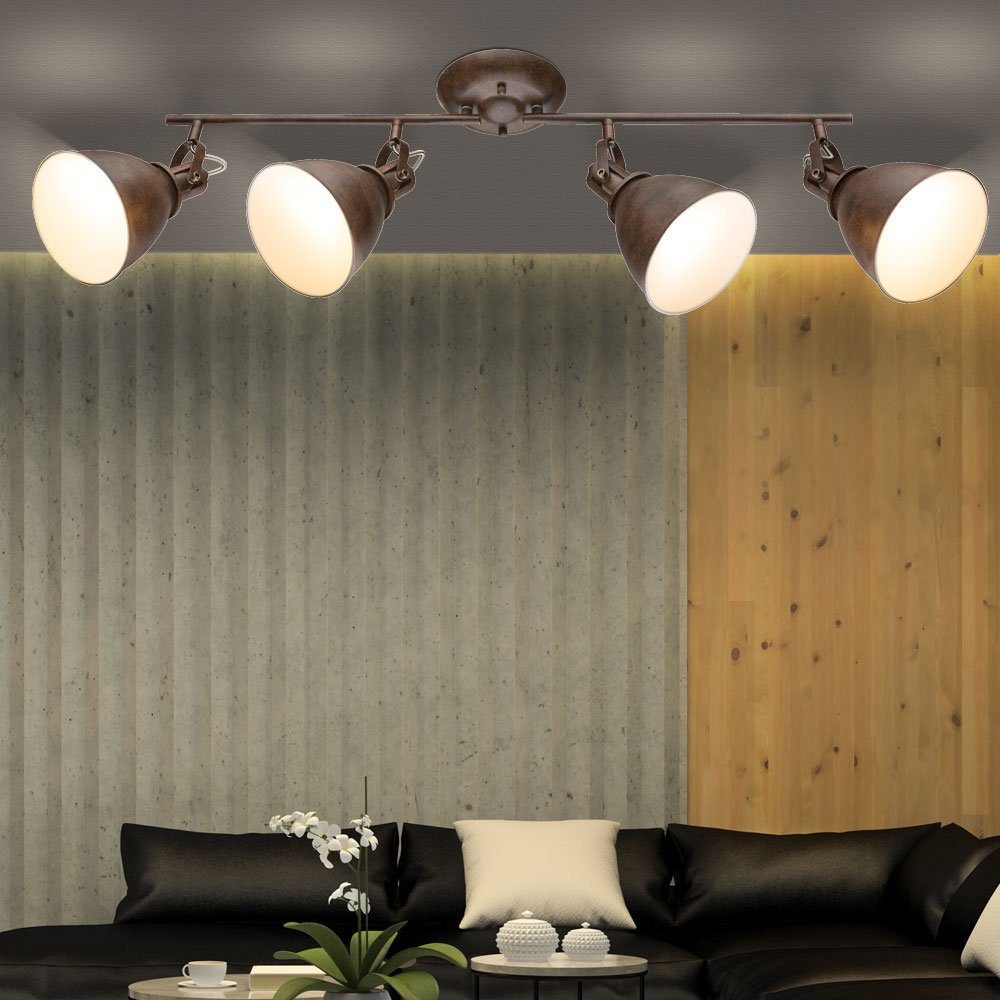 etc-shop LED Deckenleuchte, Leuchtmittel inklusive, Fernbedienung Leuchte Landhaus beweglich Farbwechsel, Warmweiß, Set im rostfärbig Decken
