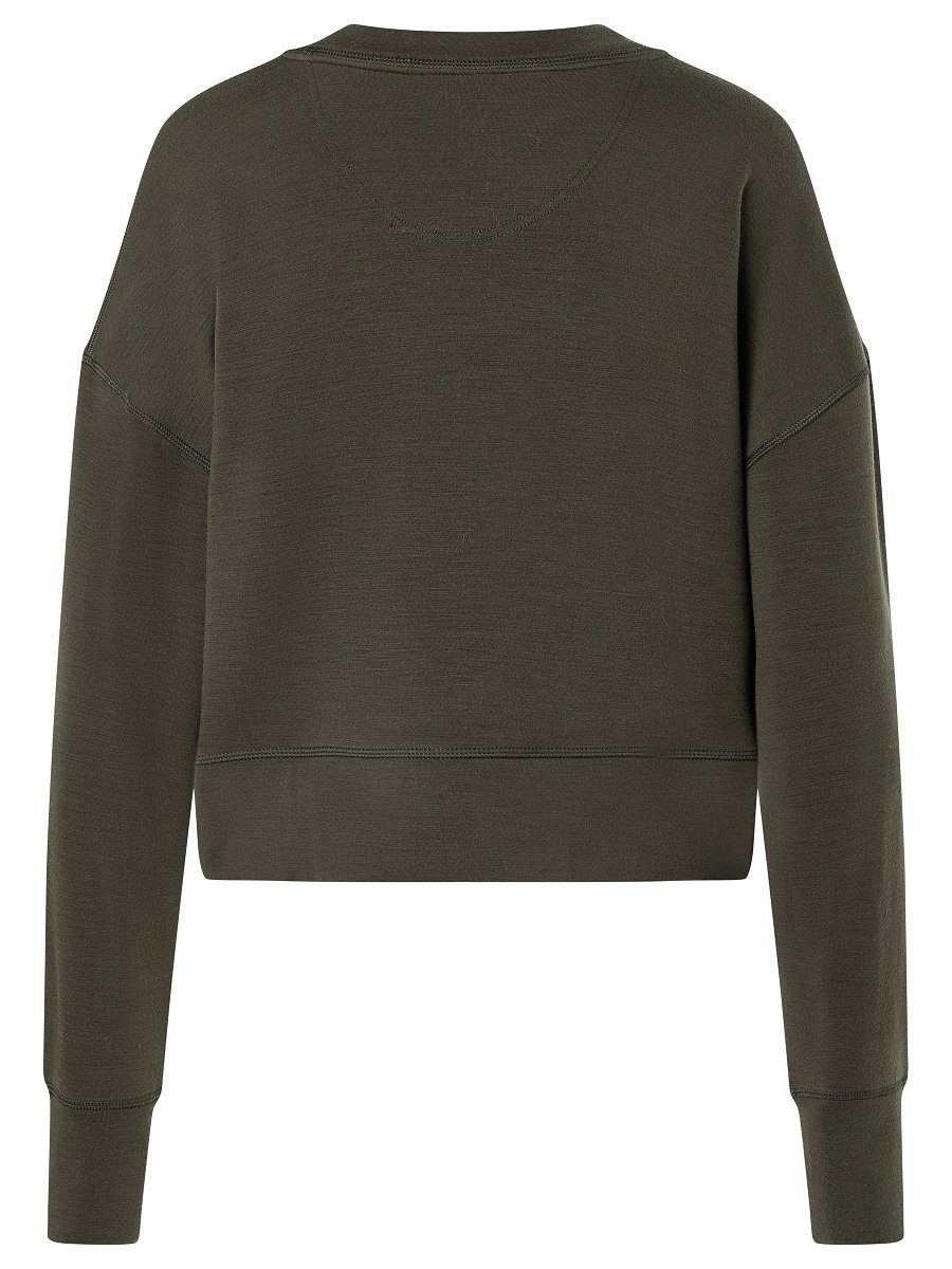 SUPER.NATURAL Sweatshirt Merino Pullover W Merino-Materialmix CREWNECK Black funktioneller SWEATER ROCKET260 Ink/Sangria/Gold