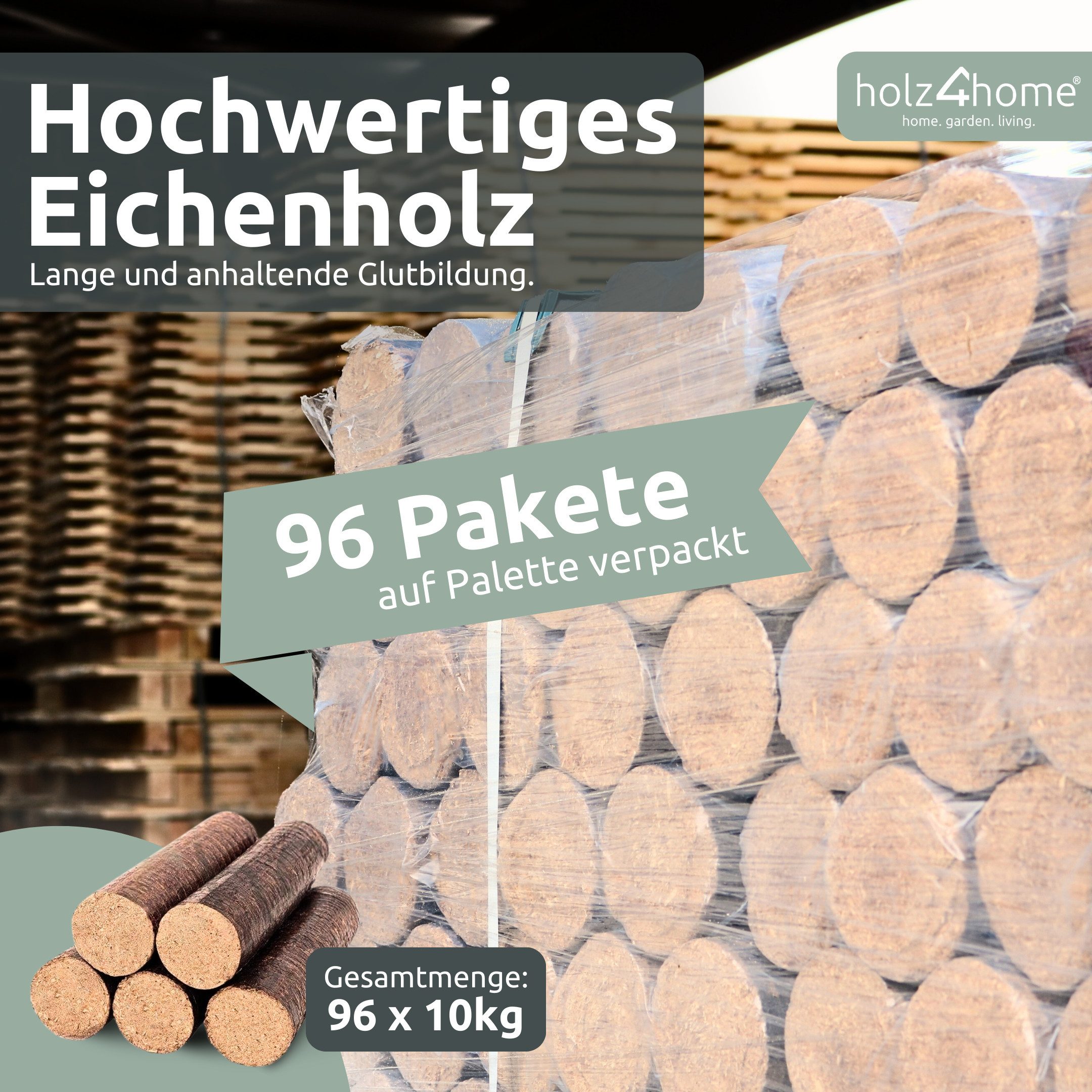 holz4home® Holzbriketts Hartholz-Eichenbriketts 960 kg auf Palette I Brennh günstig online kaufen