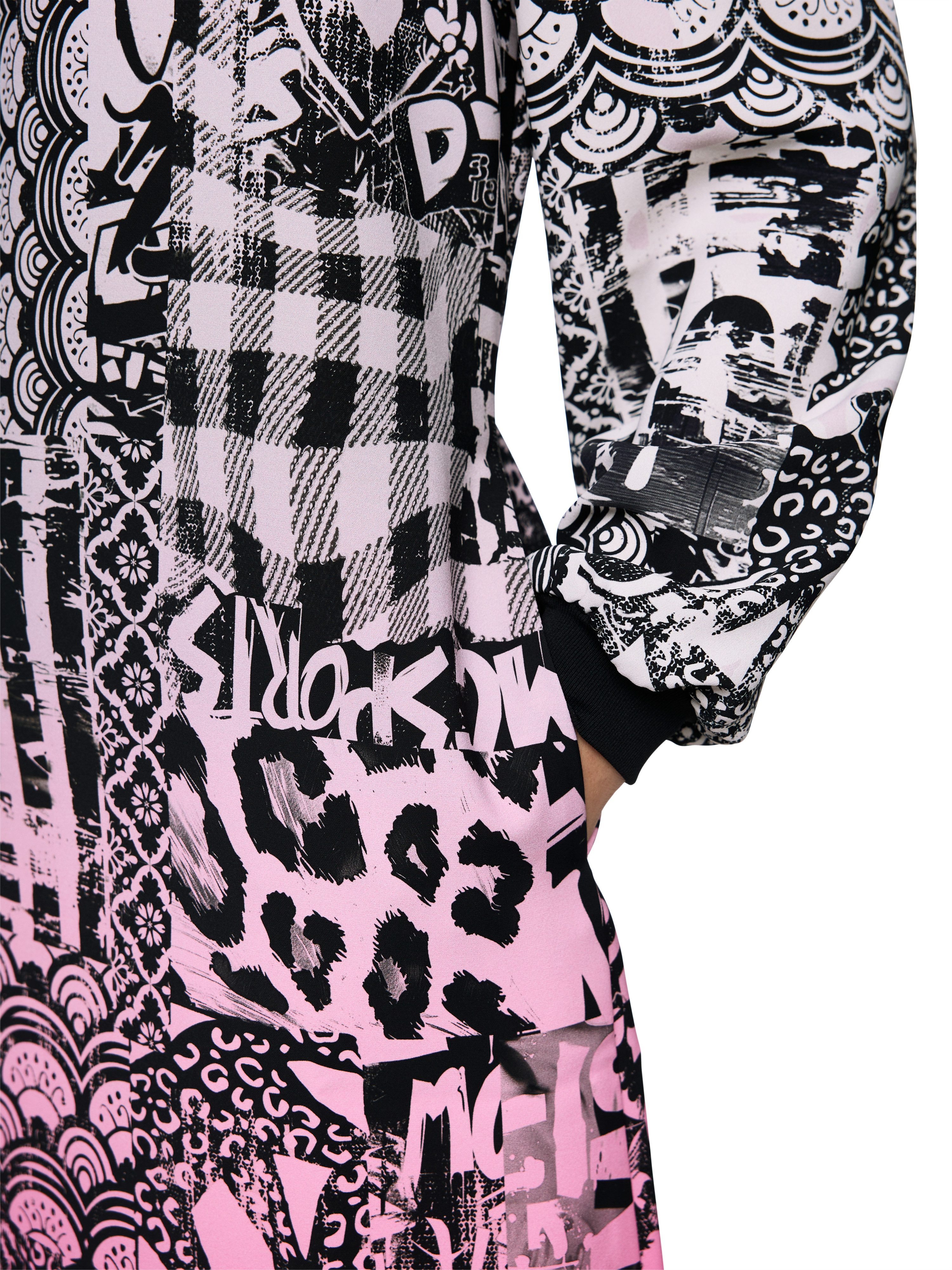 Marc Cain Midikleid Check it Up Premium Damenmode Sportkleid Langarm mit All-over Print, Rundhals, Farbverlauf