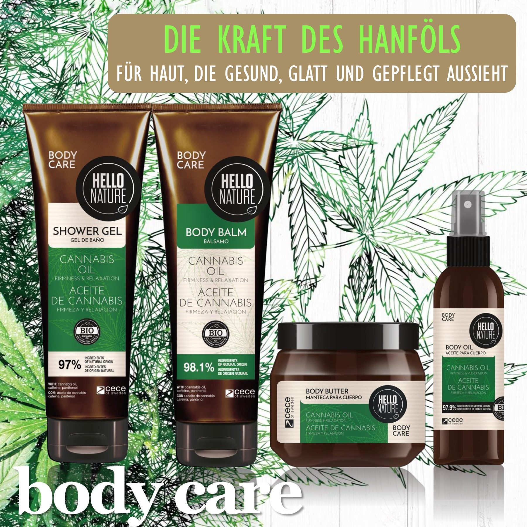 P-Beauty Cosmetic Accessories Duschgel Duschbad Herren Damen Hanf Cannabis Shower Gel Bio Vegan, 1-tlg., Hanföl, Duschgel, Körperpflege