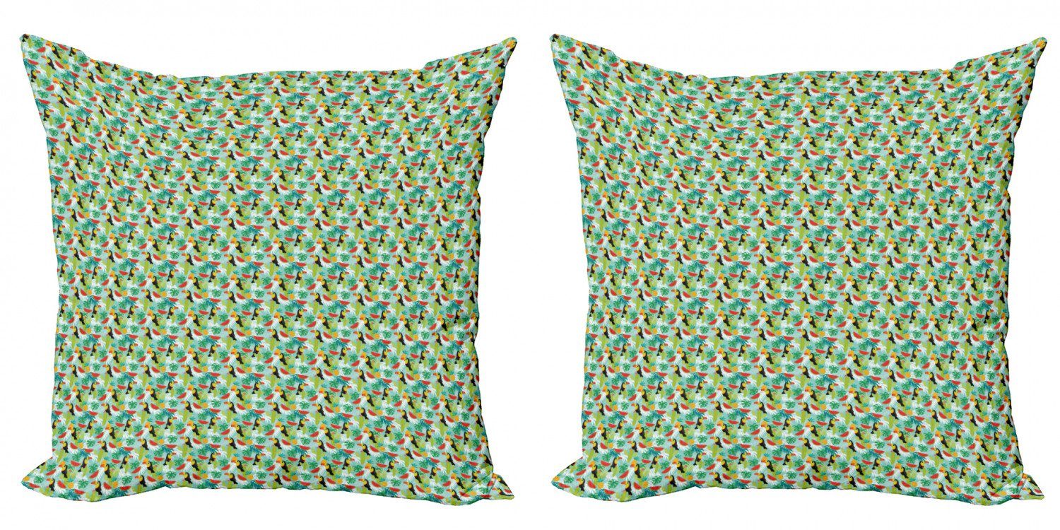 Kissenbezüge Modern Birds Summer Forest Doppelseitiger (2 Cactus Accent Print Digitaldruck, Abakuhaus Stück)
