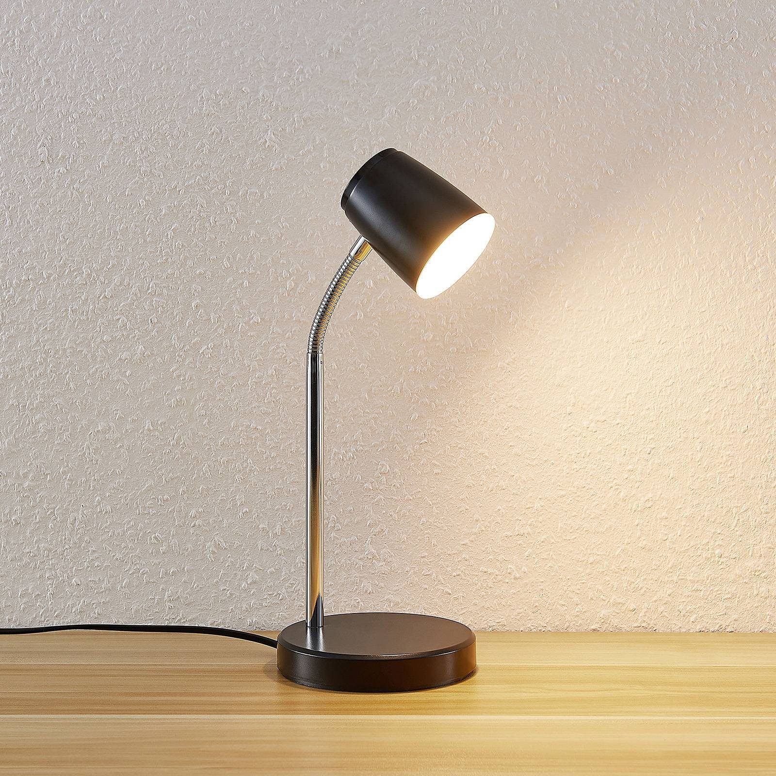 Lindby LED Tischleuchte inkl. Leuchtmittel Jegor, Modern, Kunststoff, flammig, Schwarz, Eisen, LED-Leuchtmittel warmweiß, verbaut, fest 1