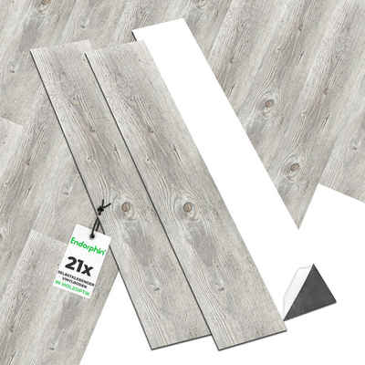 Endorphin Vinylboden Vinylboden selbstklebend in Holzoptik Beigegrau 2,93qm, selbstklebend, aus recyceltem Material, mit fühlbarer Oberfläche