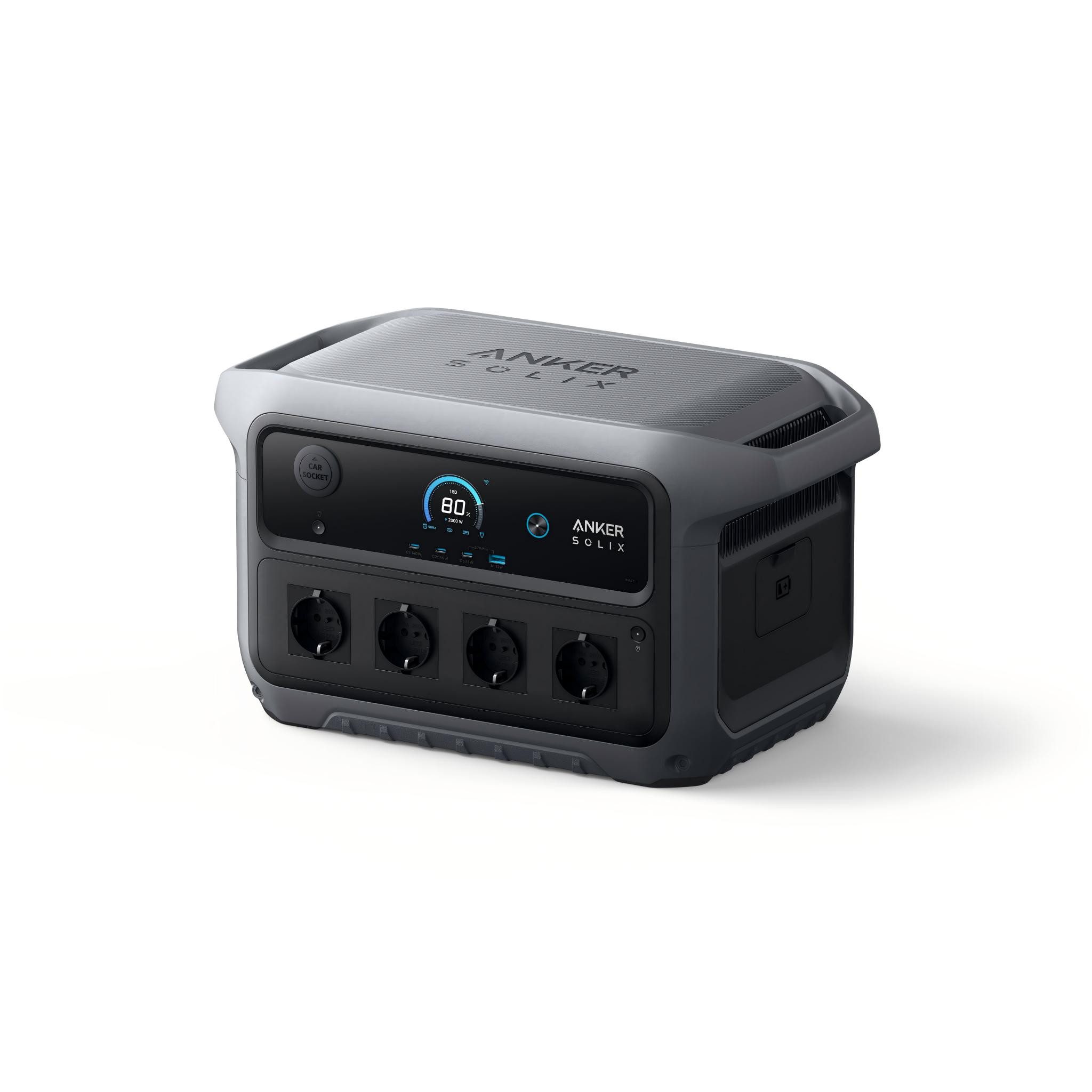 Anker Balkonkraftwerk Stromerzeuger C2000 Gen2 Powerstation, 2048Wh/2400W Solargenerator, 2400 W, (Set, Tragbare Powerstation), 800W Solareingang, 4000W Spitzenleistung, LiFePO4