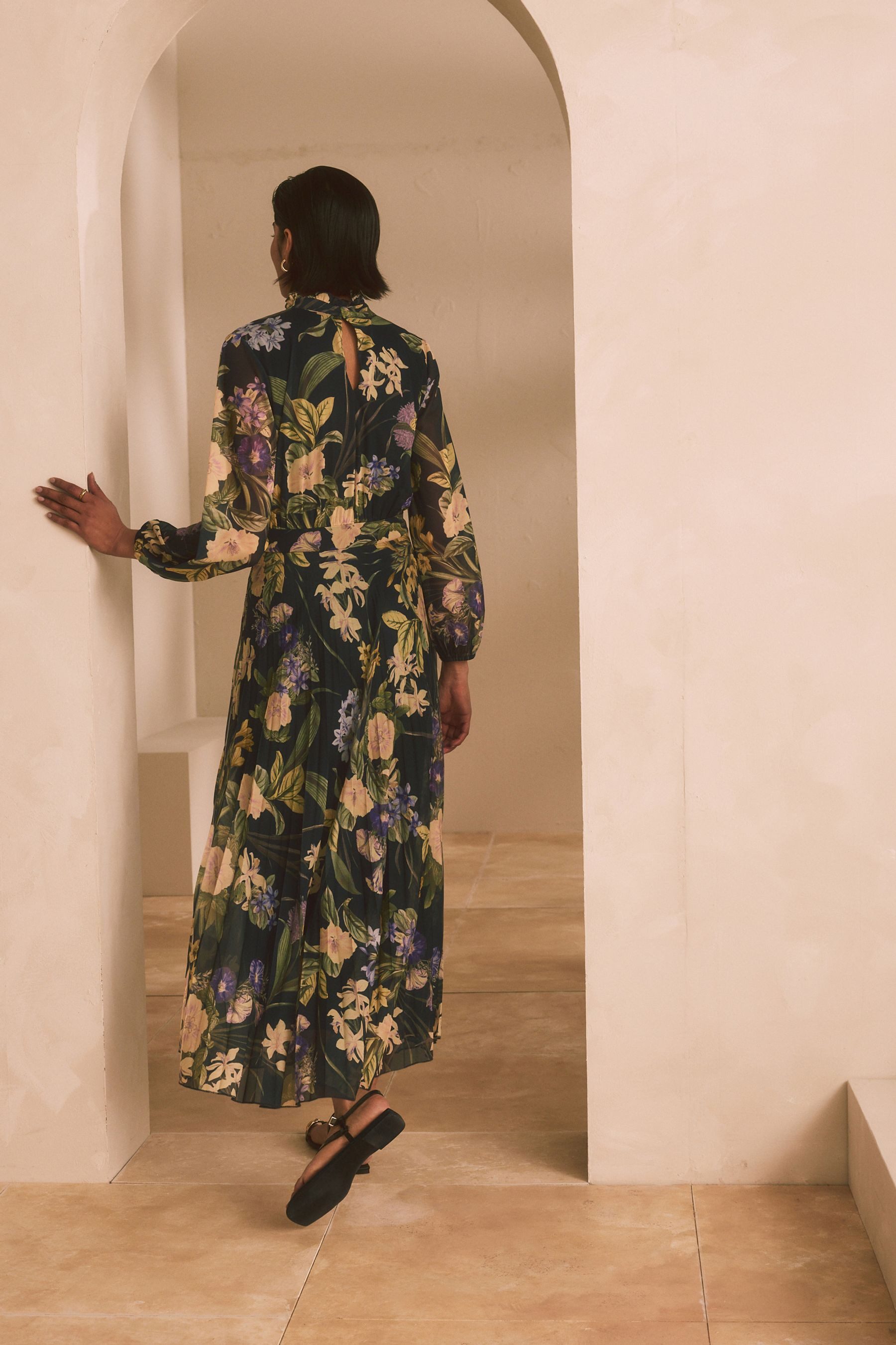 Next Maxikleid Langärmeliges festliches Maxikleid mit günstig online kaufen