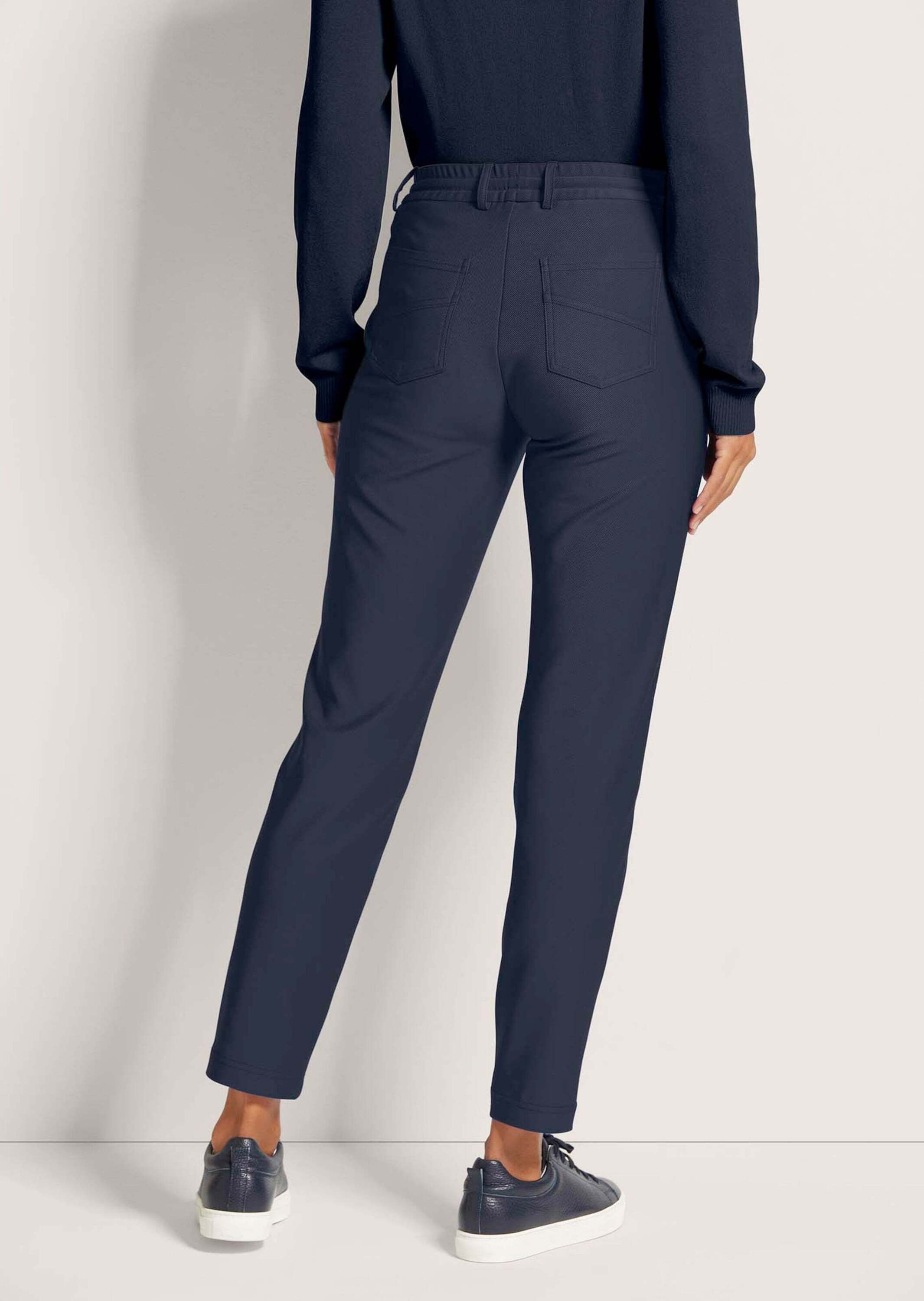 MADELEINE Stoffhose Stretchhose mit Tunnelzug Gerade, knöchellange Hose mit Gürtelschlaufen