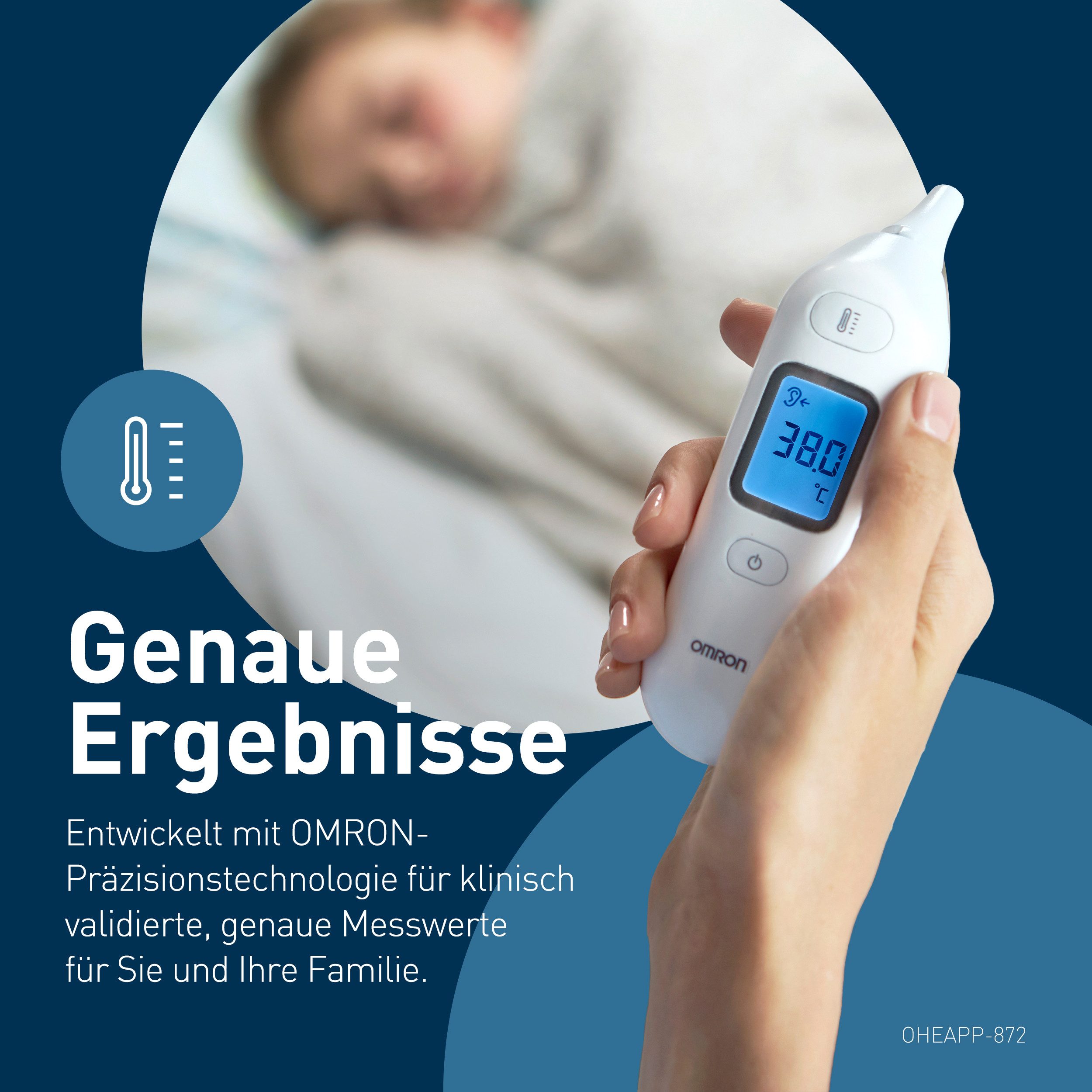 Omron Ohr-Fieberthermometer Gentle Temp 533, Infrarot-Ohrthermometer für alle Altersgruppen, Schnelle, präzise 1-Sekunden-Messung, keine Einweg-Schutzhüllen nötig