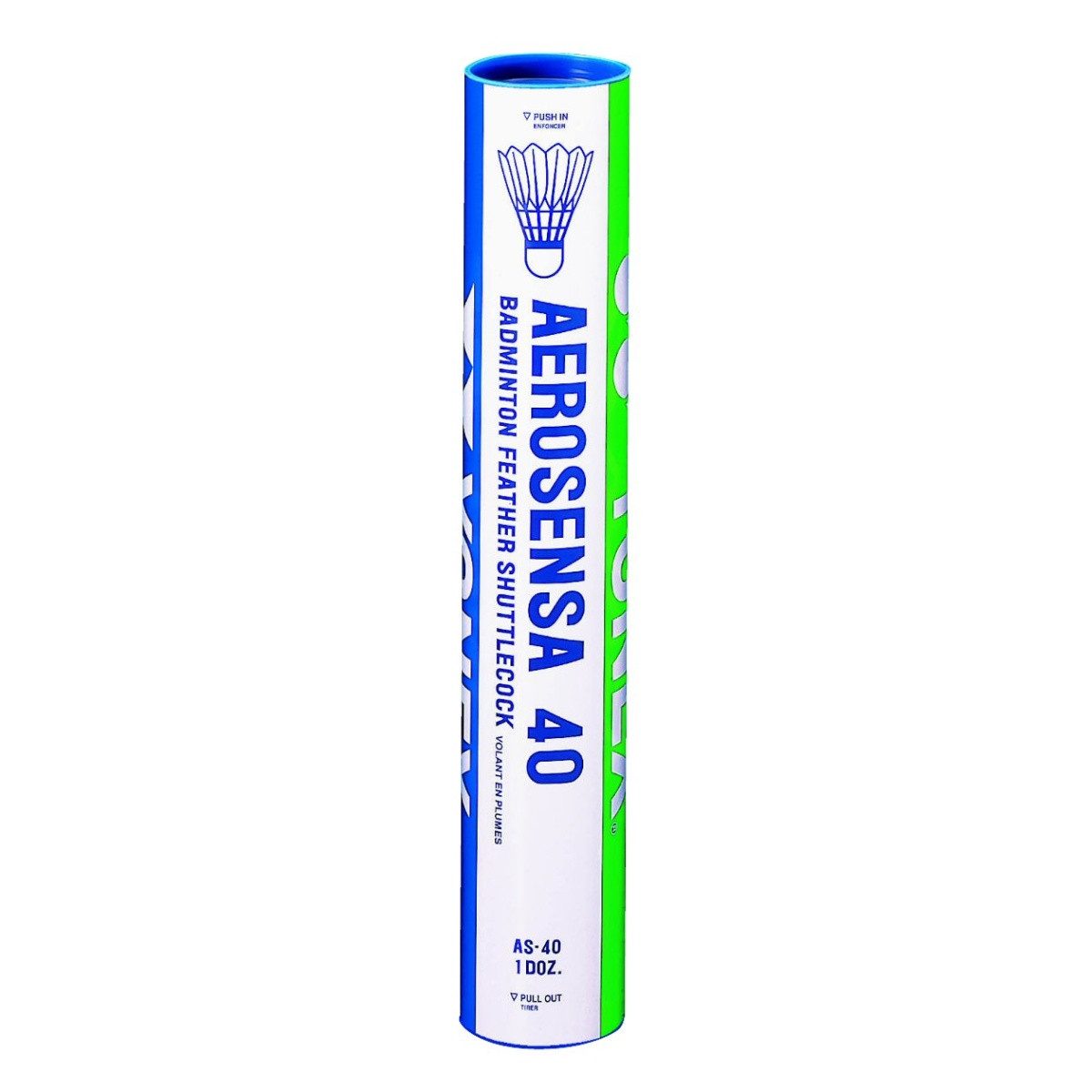 Yonex Badmintonball Aerosensa 40 Premium-Gänsefeder weiss Dose 12er, Geschwindigkeit: 3