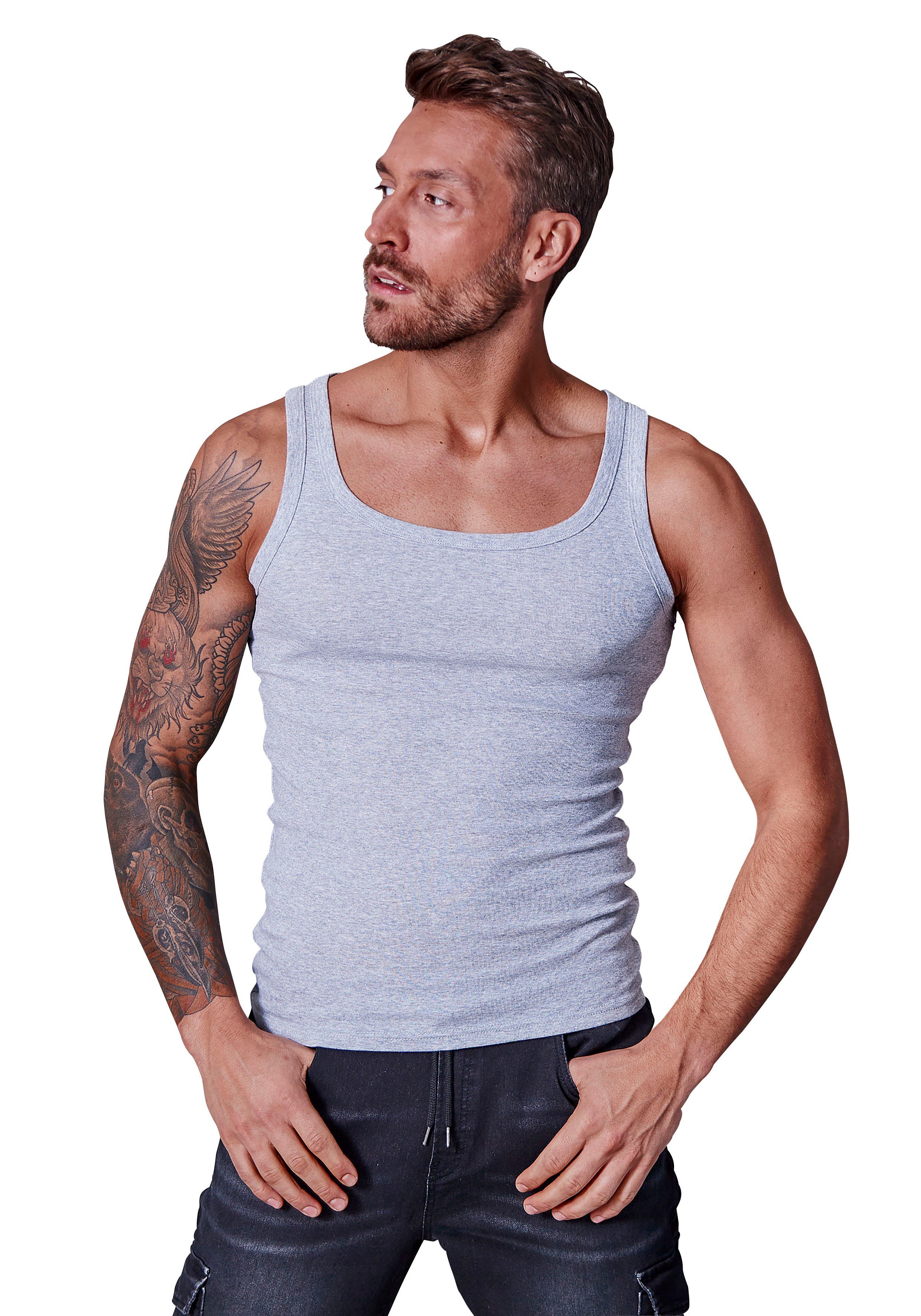 Basic, grau-meliert, schwarz zum perfekt (Packung, 2-St) Unterziehen schlichtes H.I.S Unterhemd