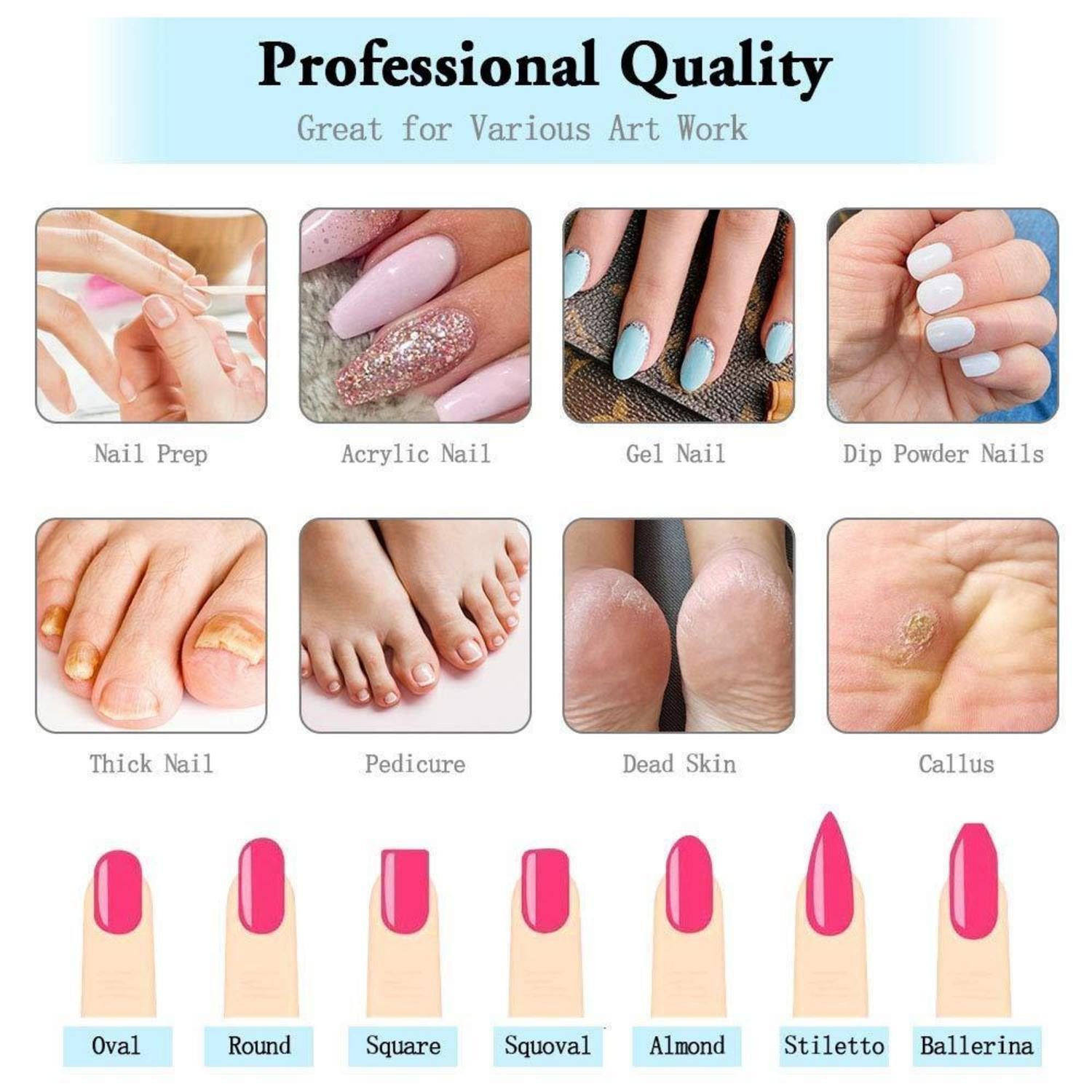 LuxusKollektion Polierfeile 10-teiliges Elektrische Nagelfräser Bits Set für Maniküre Pediküre – Bild 5 von 5