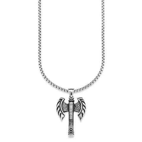 Bruno Banani Kette mit Anhänger Schmuck Geschenk, Halskette Doppel Axt Kreuz Venezianerkette Silber