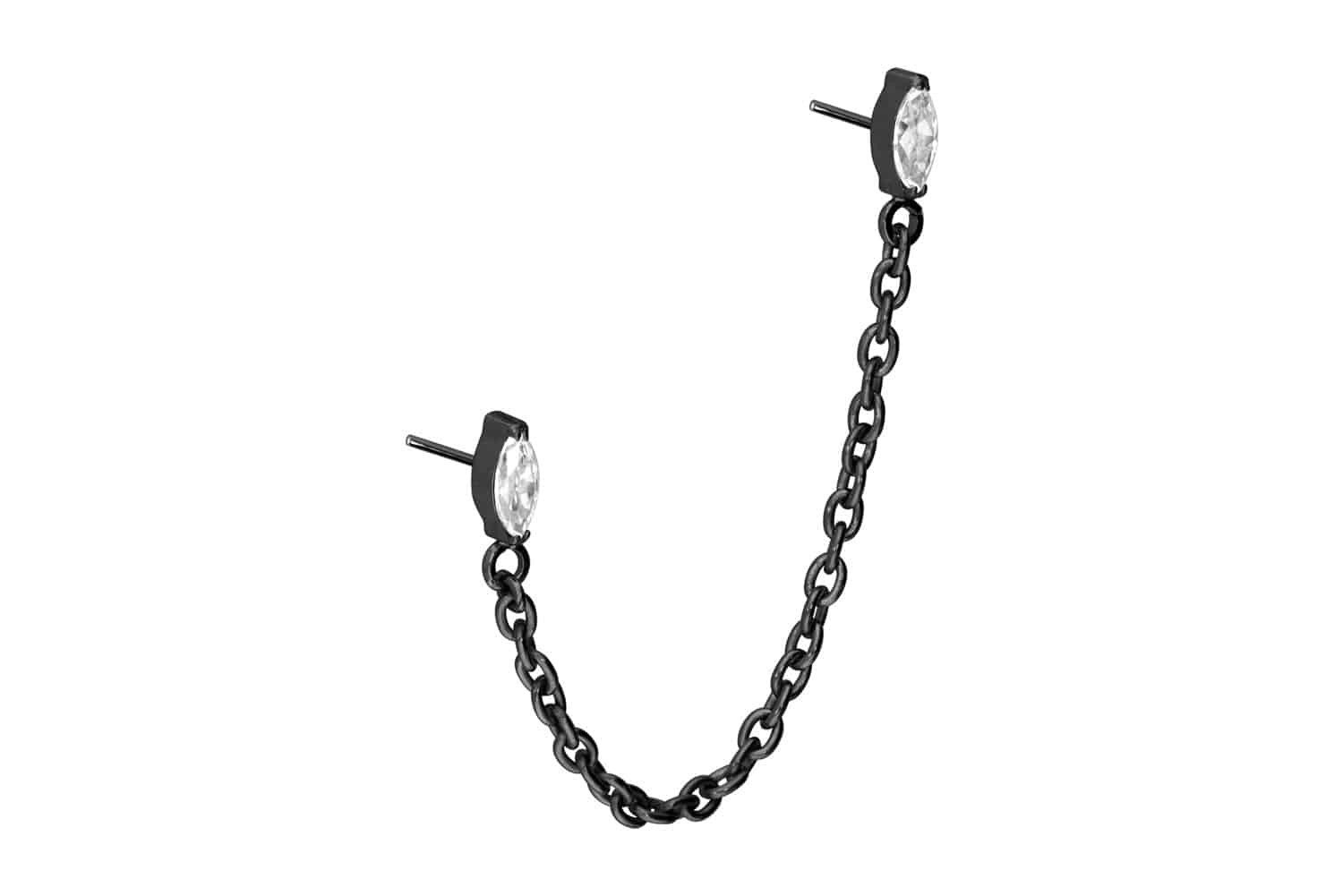 Piercing-Set Titan Aufsatz mit Push Pin 2 KRISTALLTROPFEN + KETTE