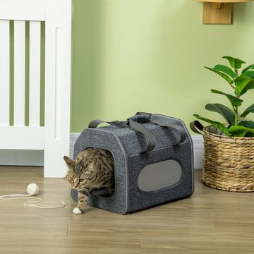 PawHut Tiertransportbox Katzentransportbox Transportbox für Katzen bis 5 kg, Grau bis 8 kg, BxLxH: 30 x 40.5 x 31 cm