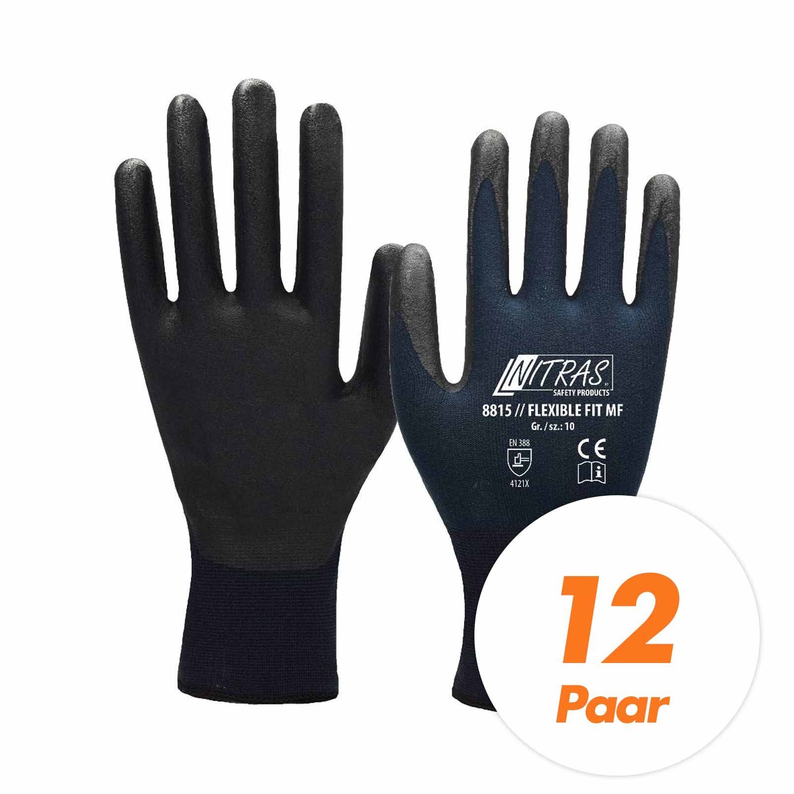 Nitras Nitril-Handschuhe NITRAS Arbeitshandschuhe Flexible Paar 12 FIT (Spar-Set) Schutzhandschuhe MF8815