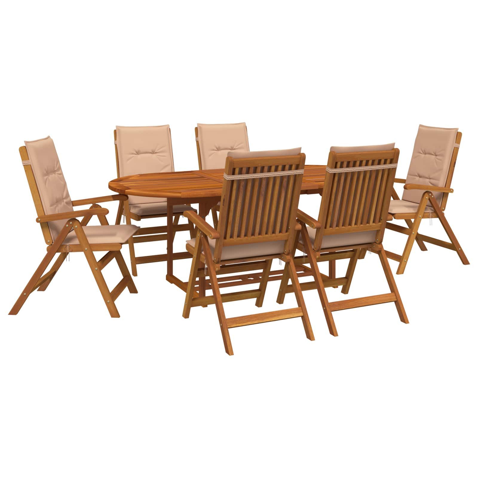 vidaXL Gartenlounge-Set 7-teiliges Garten Essset Natur Massivholz