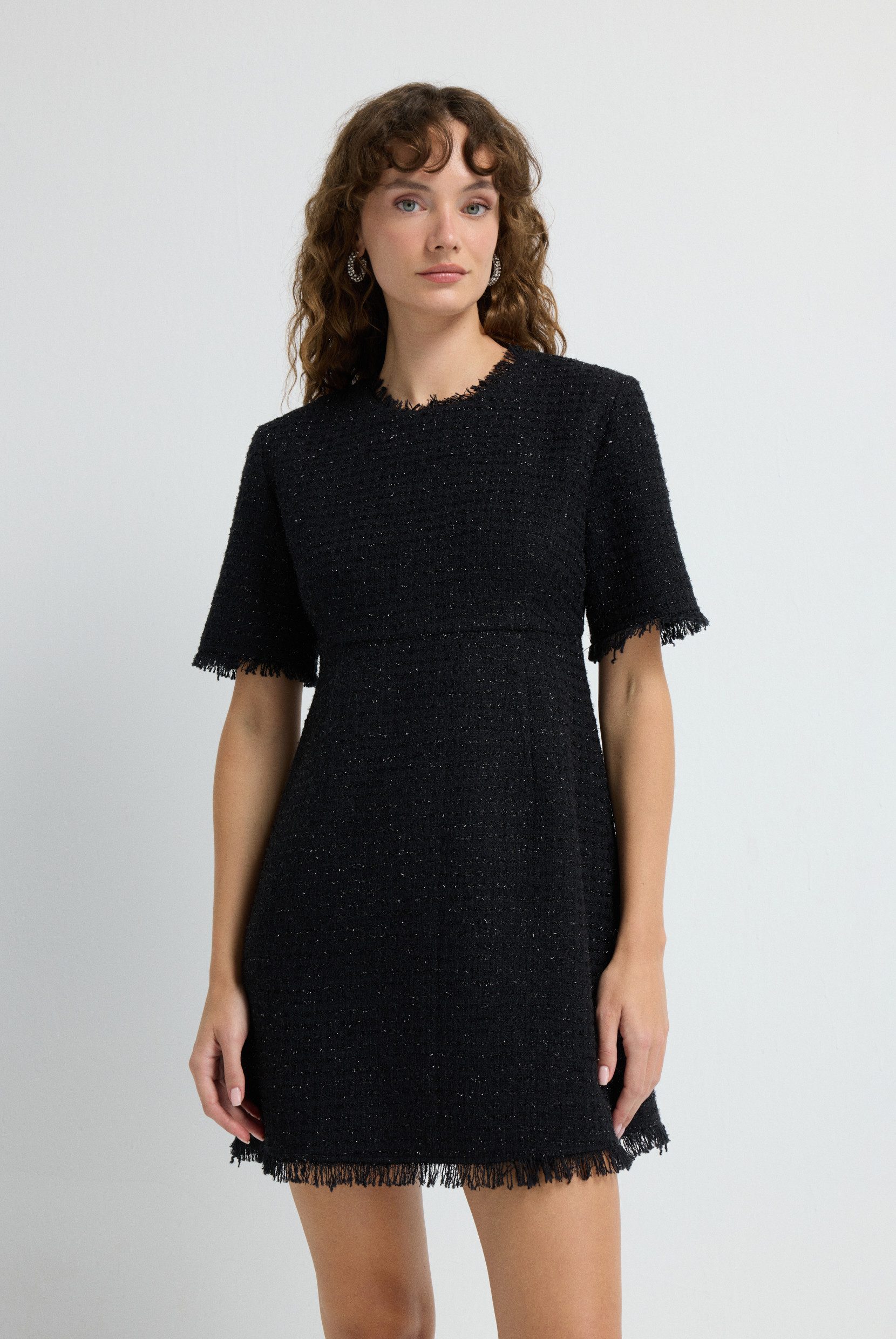 adL Cocktailkleid Kurzärmliges Tweedkleid